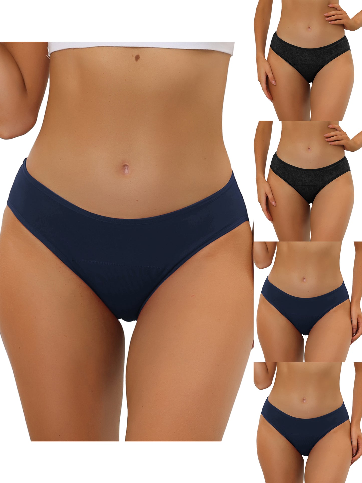 [PACK SALES] Women's 5 Pieces Underwear Mid-Rised Hipster Panties (Available in Plus Size)