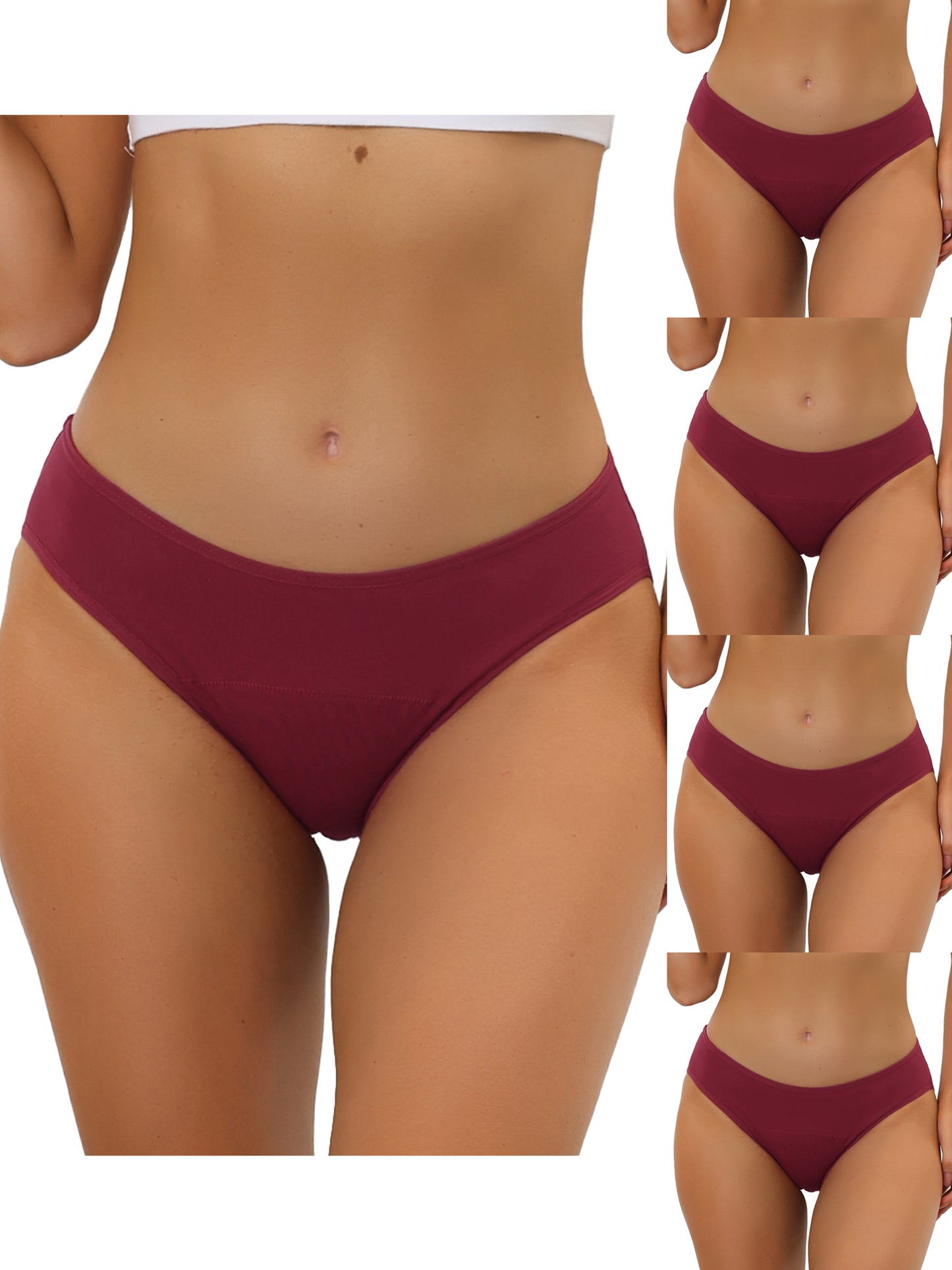 [PACK SALES] Women's 5 Pieces Underwear Mid-Rised Hipster Panties (Available in Plus Size)