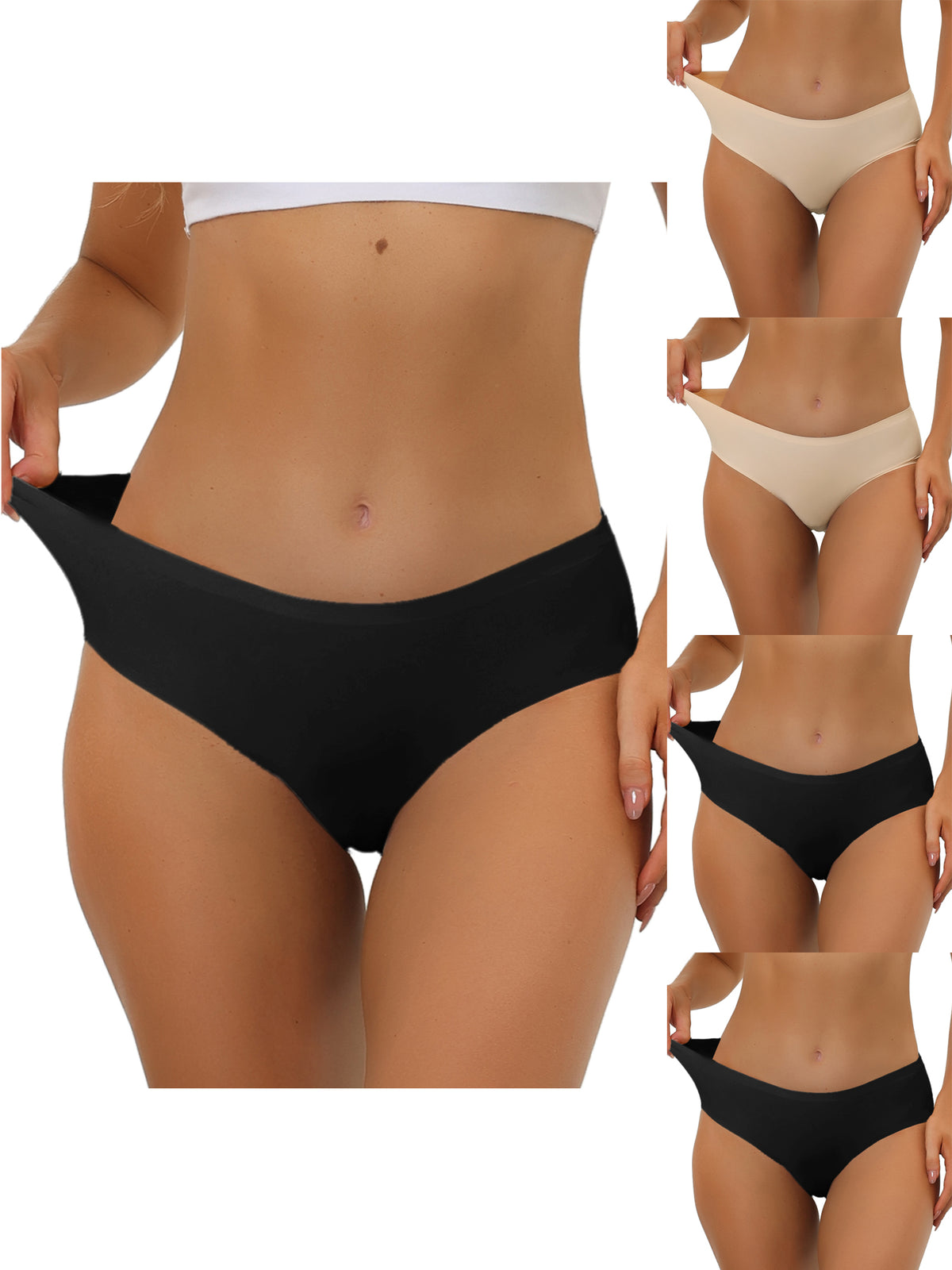 [PACK SALES] Women's 5 Pieces Panties Unlined Underwear No Show Elastic Waist Brief