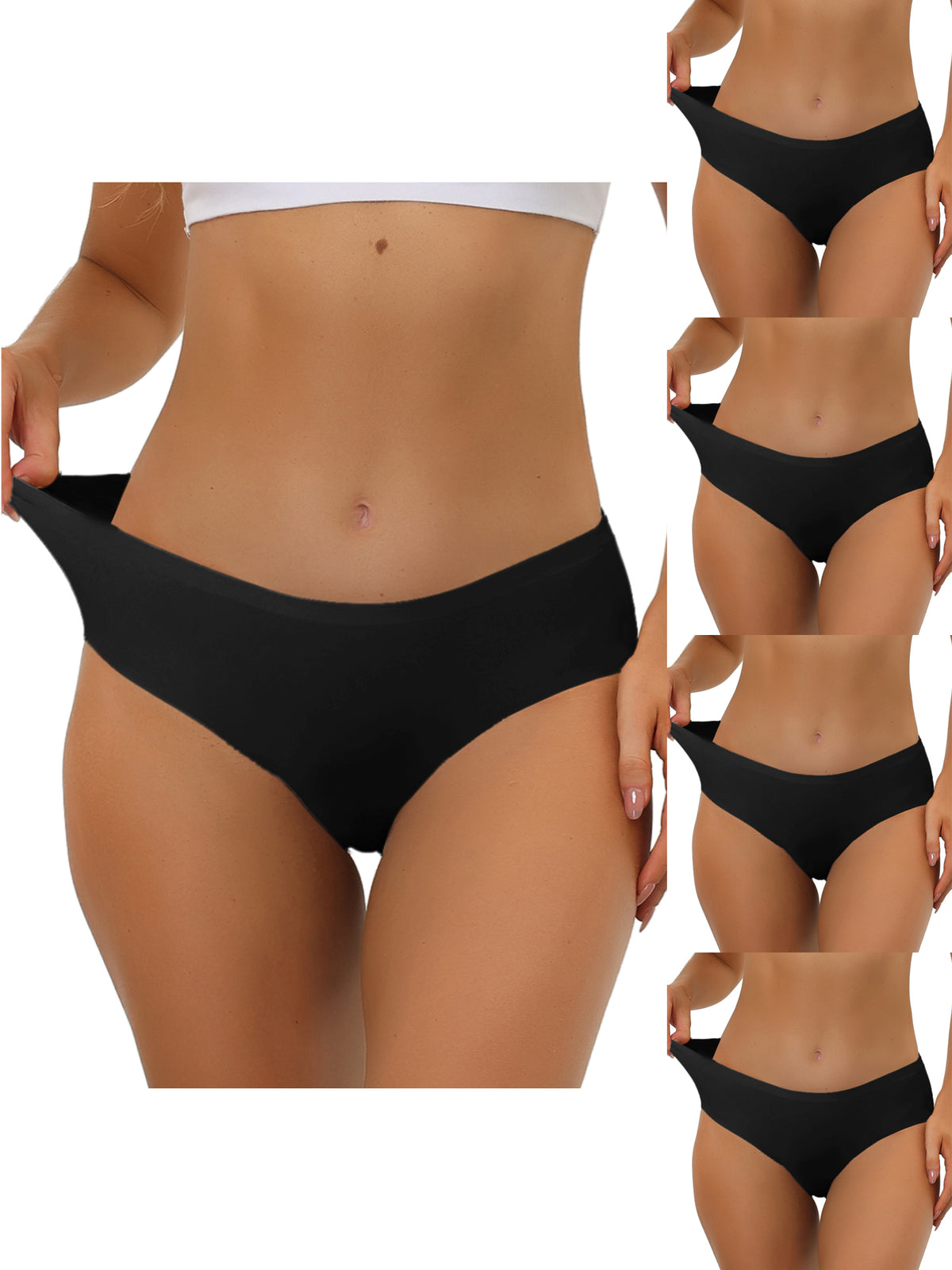[PACK SALES] Women's 5 Pieces Panties Unlined Underwear No Show Elastic Waist Brief
