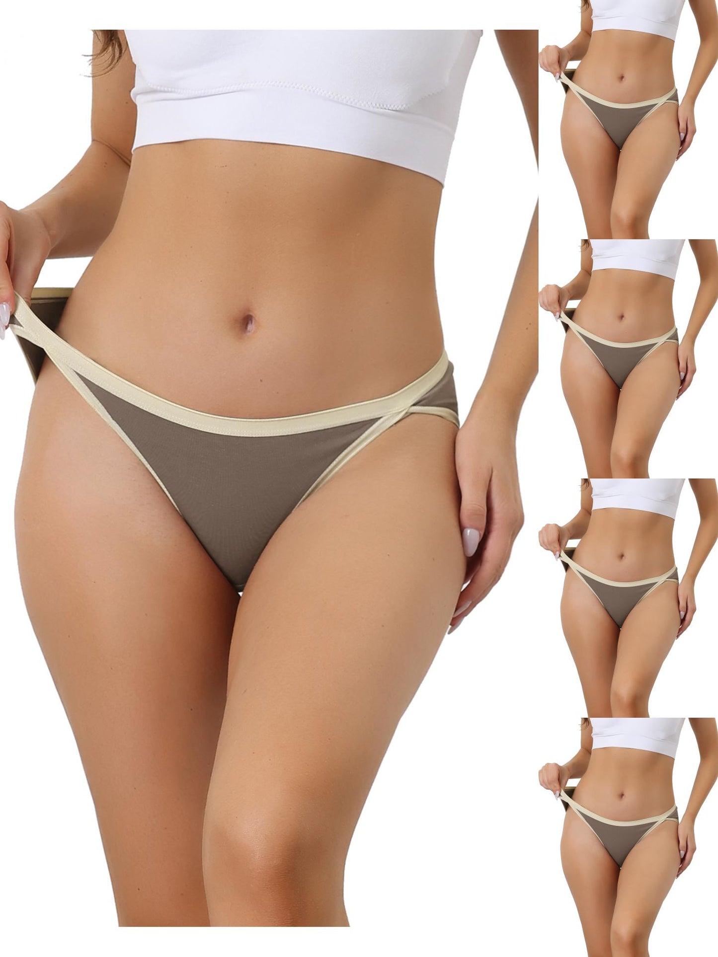 [PACK SALES] Women's 5 Pieces Cotton Underwear Low Waist Stretchy Hipster Briefs