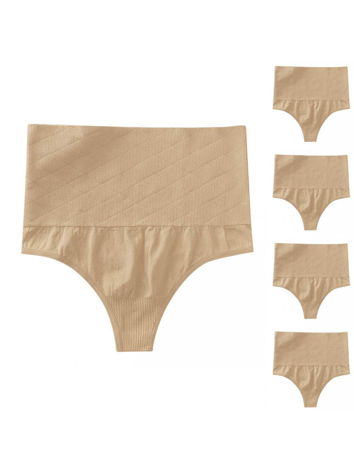 [PACK SALES] Women's 5 Pieces Thong Panties Shapewear High Waist Solid Briefs