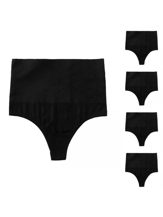 [PACK SALES] Women's 5 Pieces Thong Panties Shapewear High Waist Solid Briefs