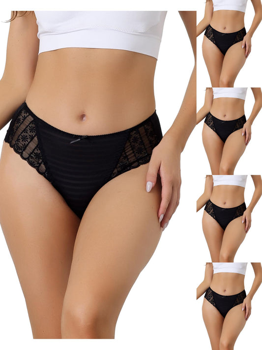 [PACK SALES] Women's 5 Pieces Lace Underwear Mid-Waist Full Coverage Briefs