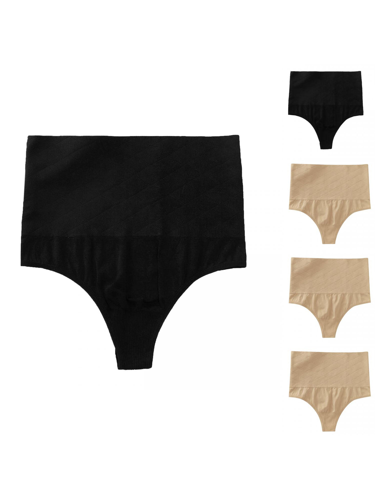 [PACK SALES] Women's 5 Pieces Thong Panties Shapewear High Waist Solid Briefs