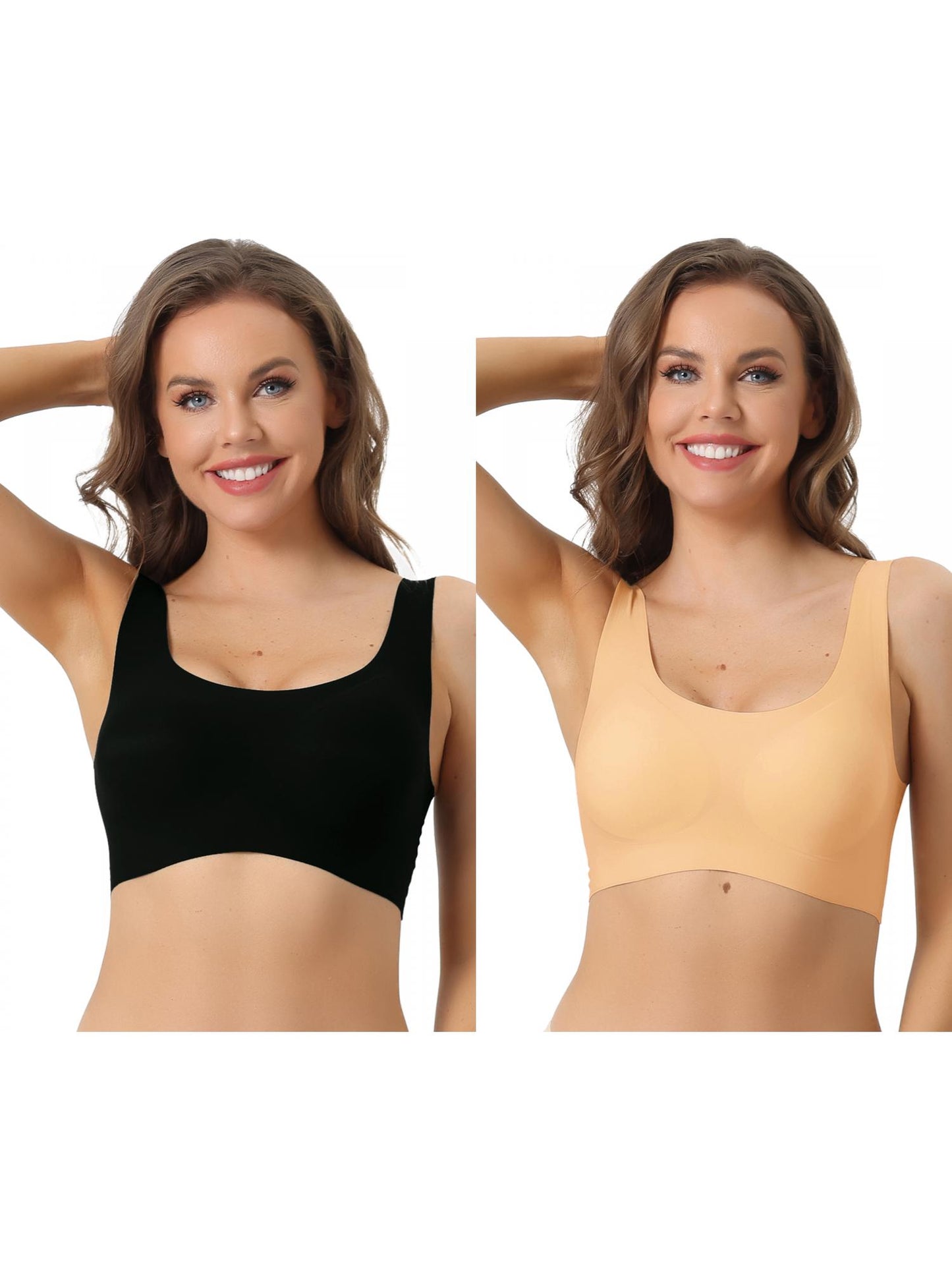 [PACK SALES] Women's 2 Pieces Sports Bras Wirefree Lightly Push Up Workout Yoga Sleep Bralette