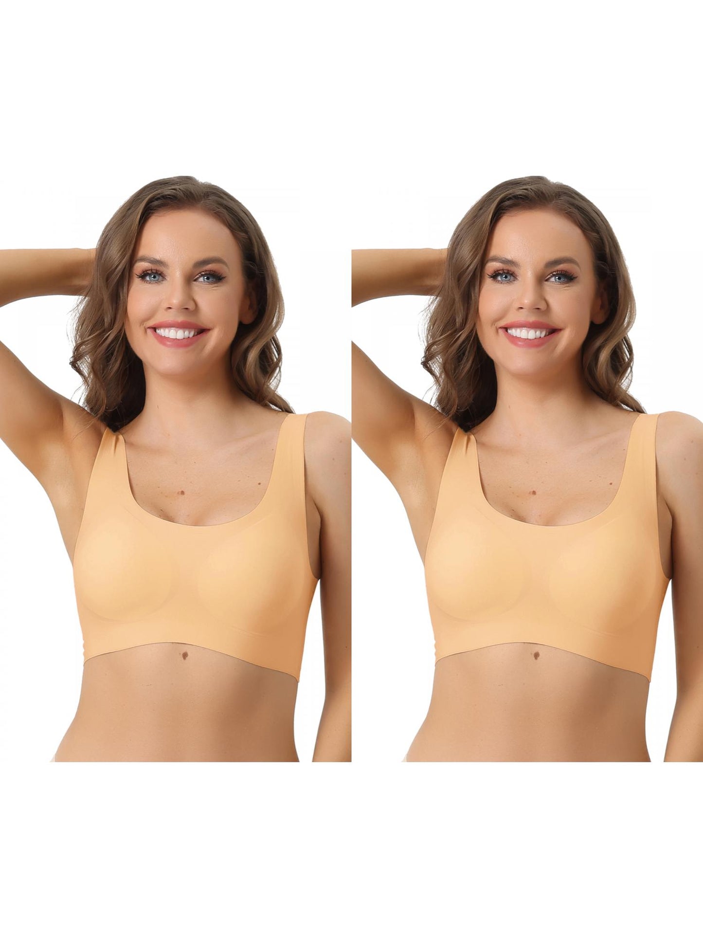 [PACK SALES] Women's 2 Pieces Sports Bras Wirefree Lightly Push Up Workout Yoga Sleep Bralette