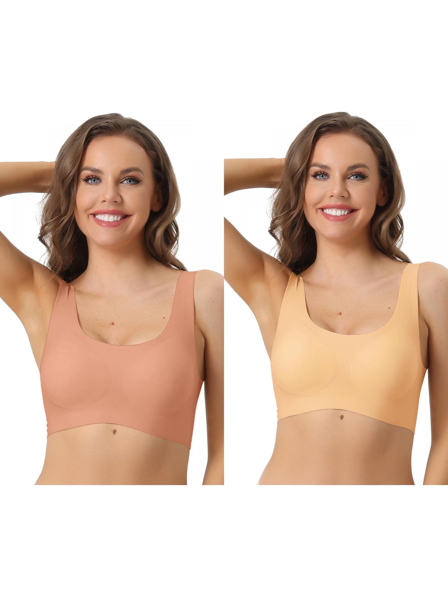 [PACK SALES] Women's 2 Pieces Sports Bras Wirefree Lightly Push Up Workout Yoga Sleep Bralette