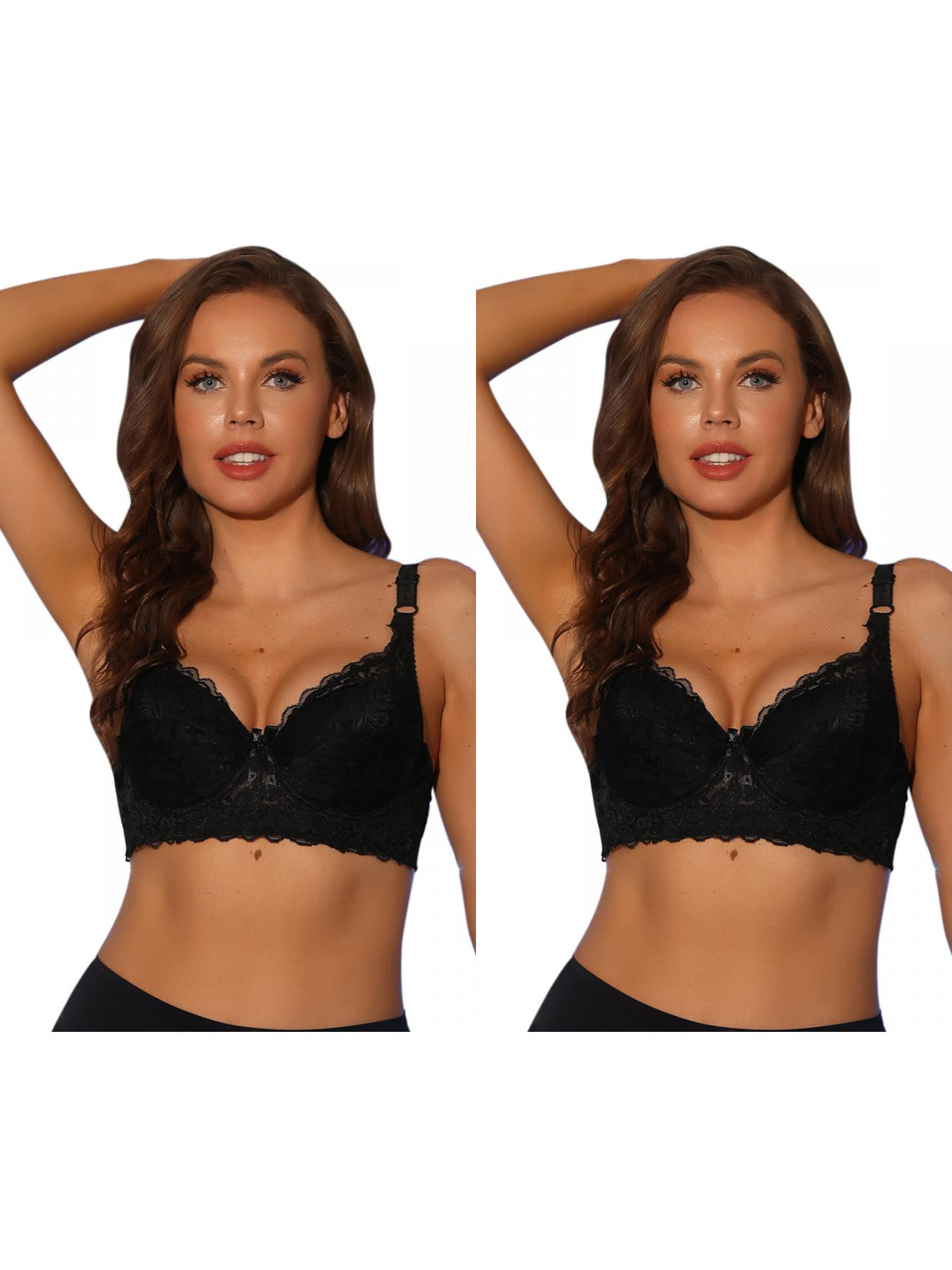 [PACK SALES] Women's 2 Pieces Bras Underwired Lace Fixed Adjustable Straps Push-up Bralette