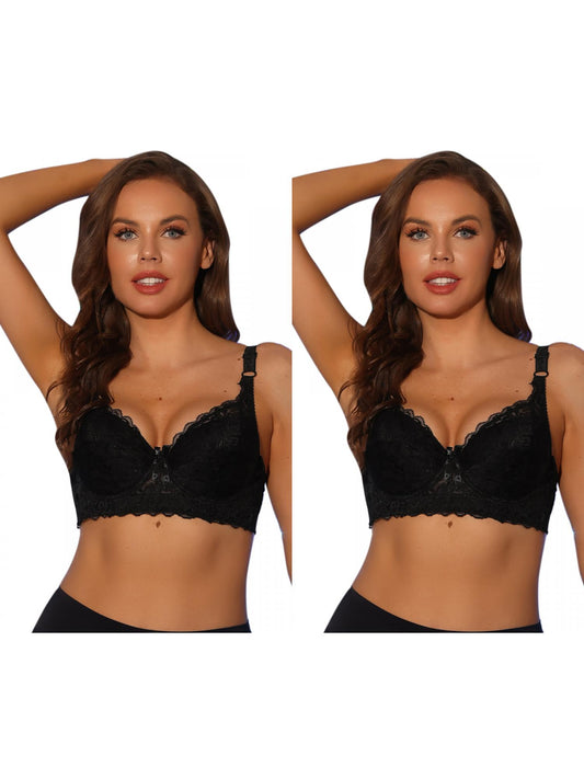 [PACK SALES] Women's 2 Pieces Bras Underwired Lace Fixed Adjustable Straps Push-up Bralette