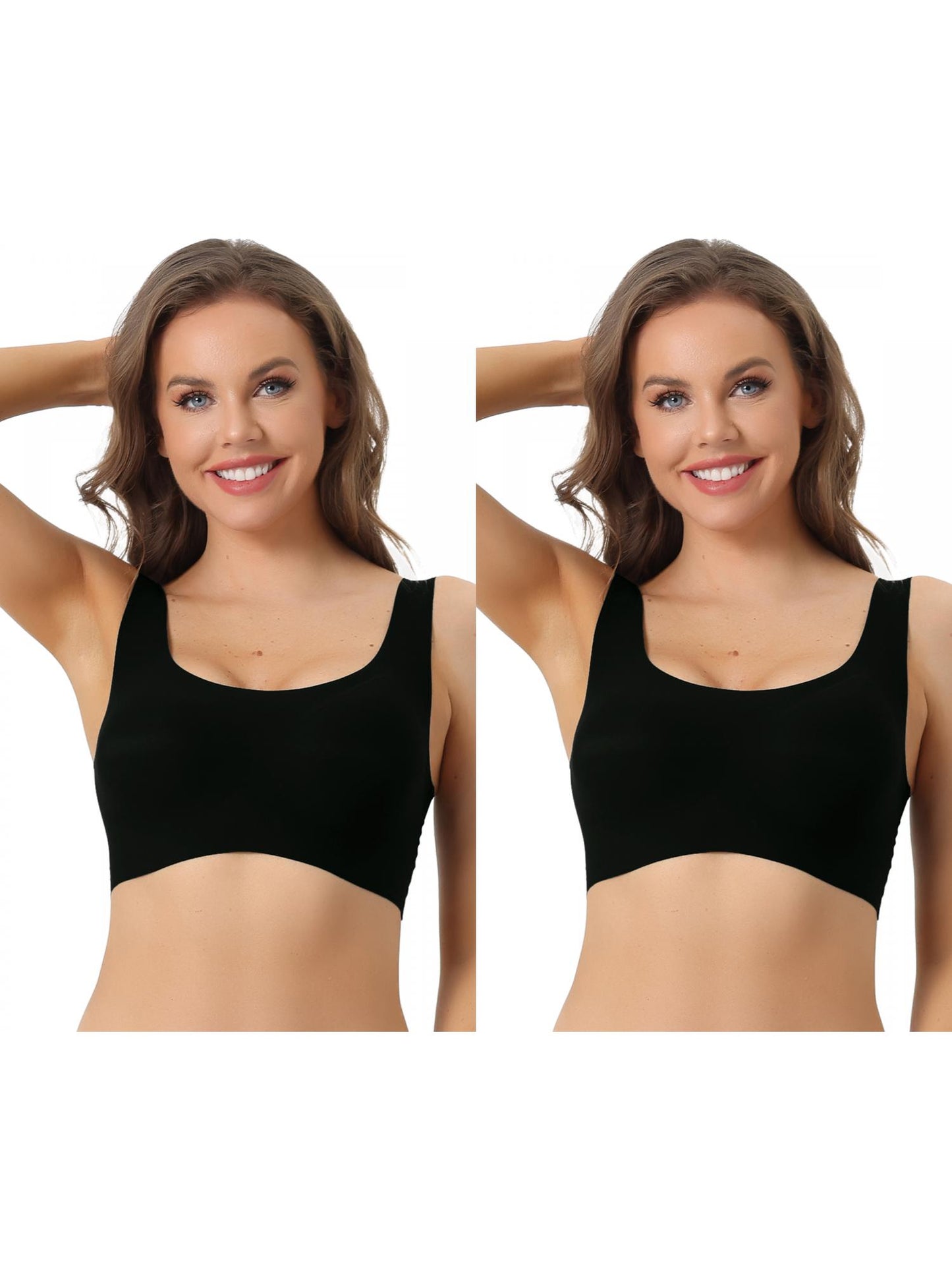 [PACK SALES] Women's 2 Pieces Sports Bras Wirefree Lightly Push Up Workout Yoga Sleep Bralette