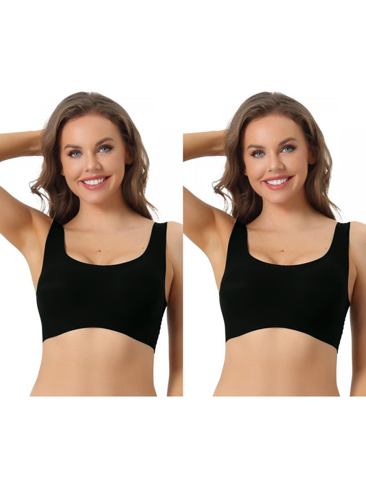 [PACK SALES] Women's 2 Pieces Sports Bras Wirefree Lightly Push Up Workout Yoga Sleep Bralette
