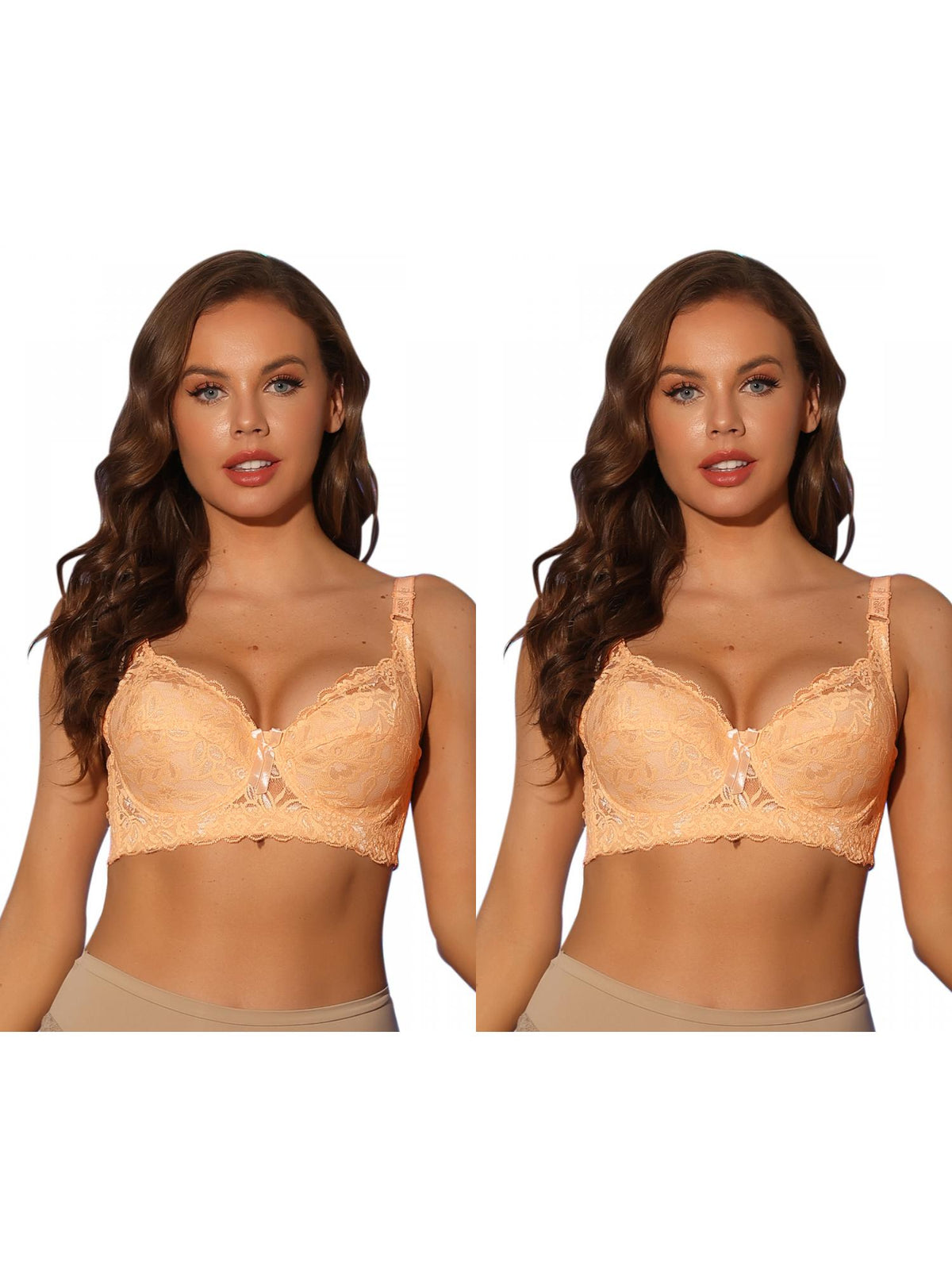 [PACK SALES] Women's 2 Pieces Bras Underwired Lace Fixed Adjustable Straps Push-up Bralette