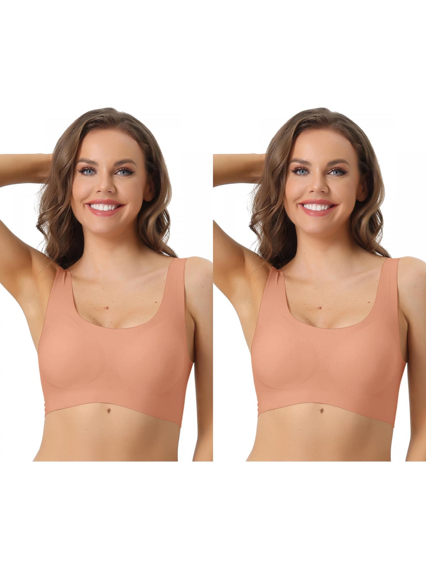 [PACK SALES] Women's 2 Pieces Sports Bras Wirefree Lightly Push Up Workout Yoga Sleep Bralette