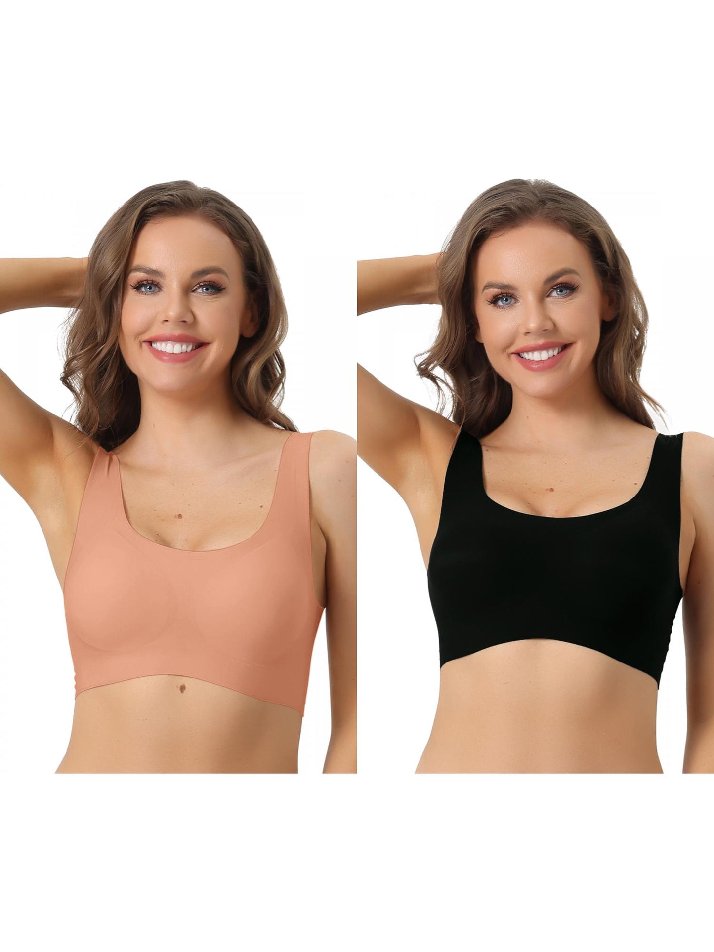 [PACK SALES] Women's 2 Pieces Sports Bras Wirefree Lightly Push Up Workout Yoga Sleep Bralette