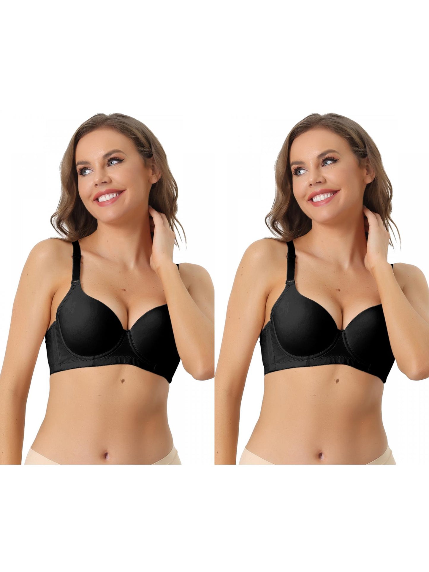 [PACK SALES] Women's 2 Pieces Underwire Bra Adjustable Straps Push-up 3/4 Cup T-shirt Bralette