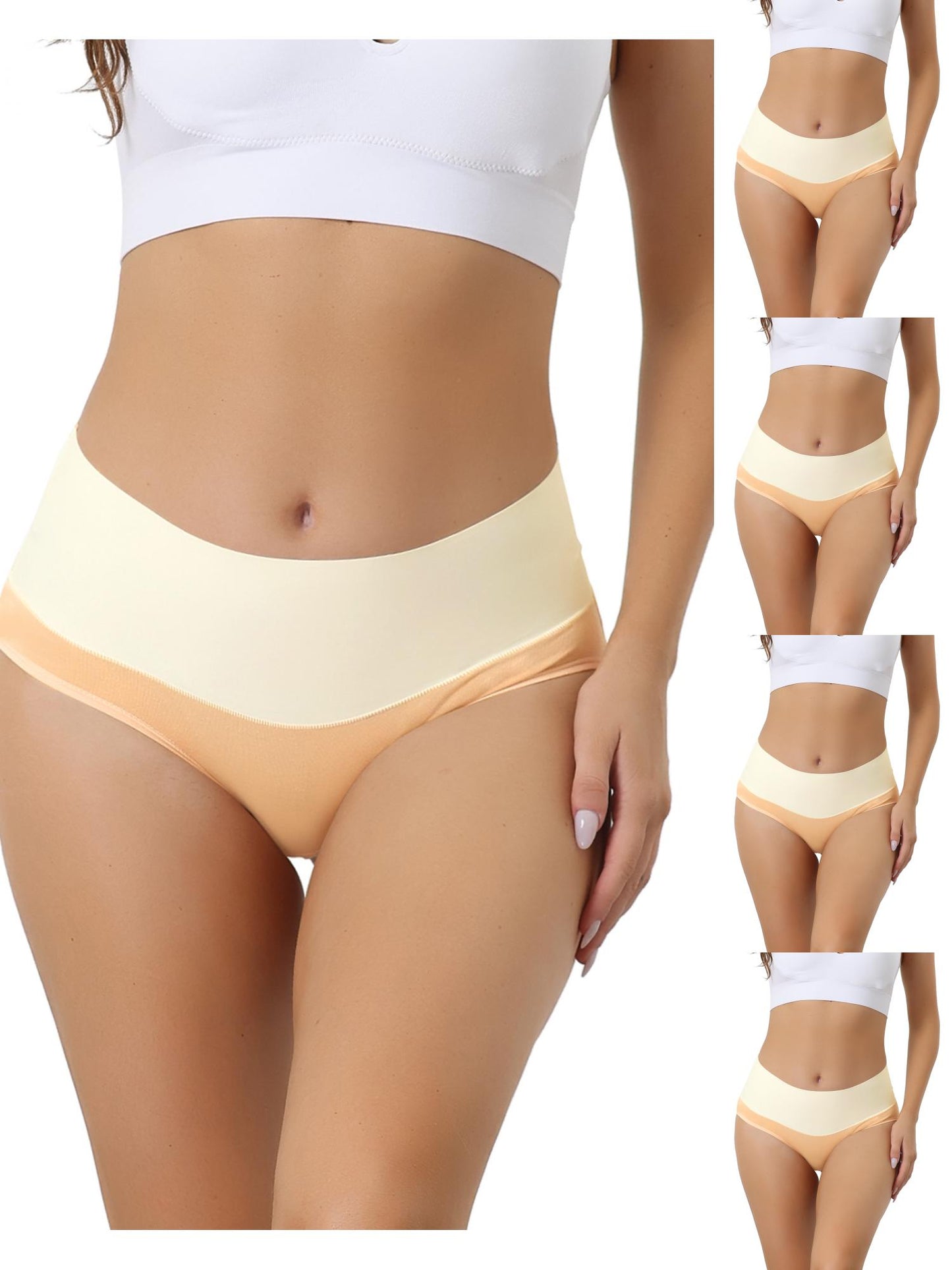 [PACK SALES] Women's 5 Pieces Stretchy High Waist Cotton Underwear Briefs Panties