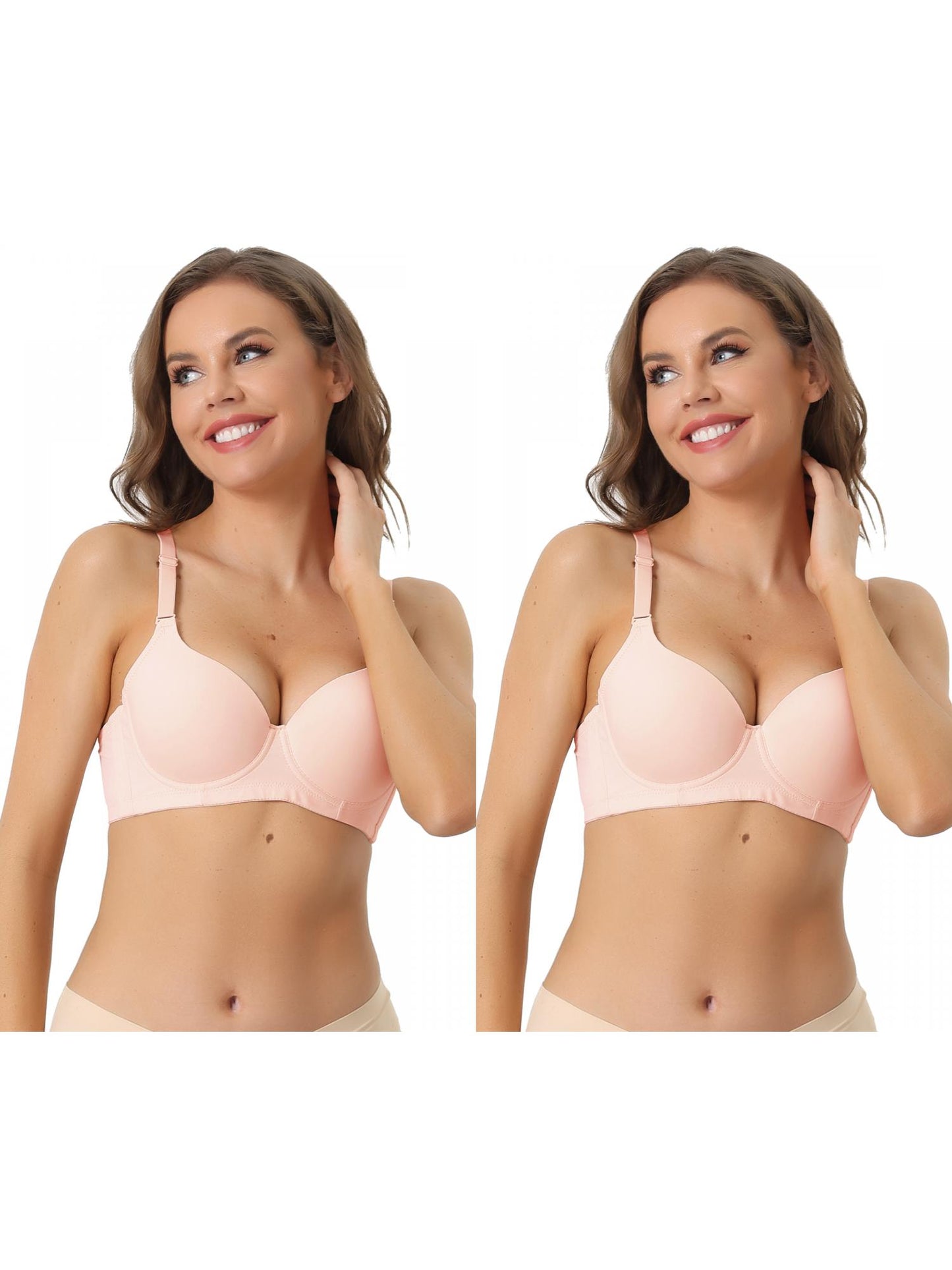 [PACK SALES] Women's 2 Pieces Underwire Bra Adjustable Straps Push-up 3/4 Cup T-shirt Bralette