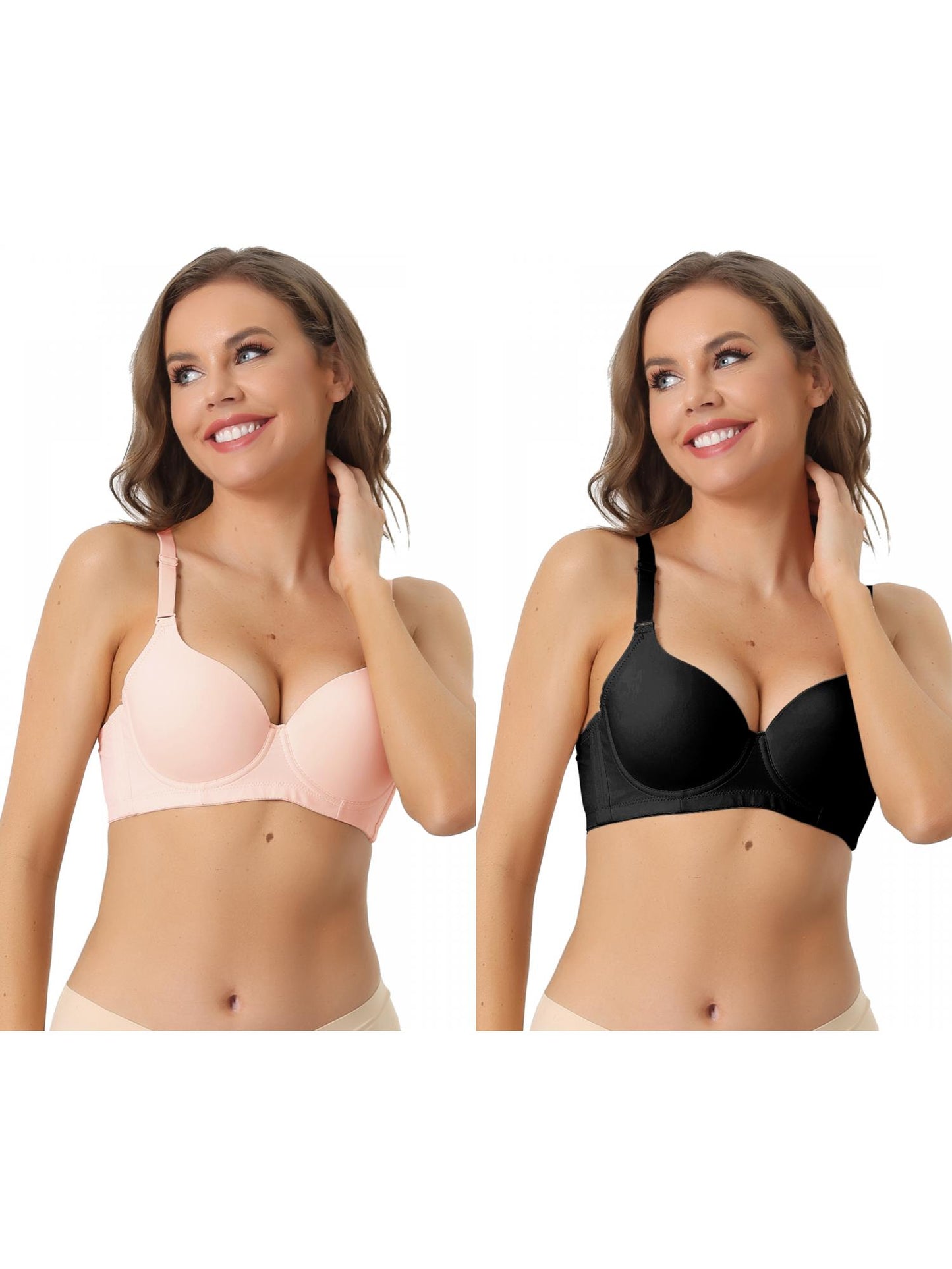 [PACK SALES] Women's 2 Pieces Underwire Bra Adjustable Straps Push-up 3/4 Cup T-shirt Bralette