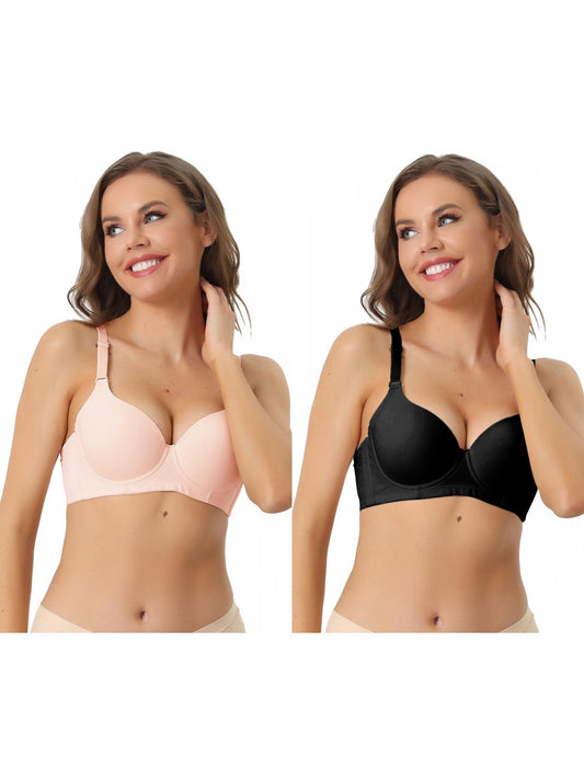 [PACK SALES] Women's 2 Pieces Underwire Bra Adjustable Straps Push-up 3/4 Cup T-shirt Bralette