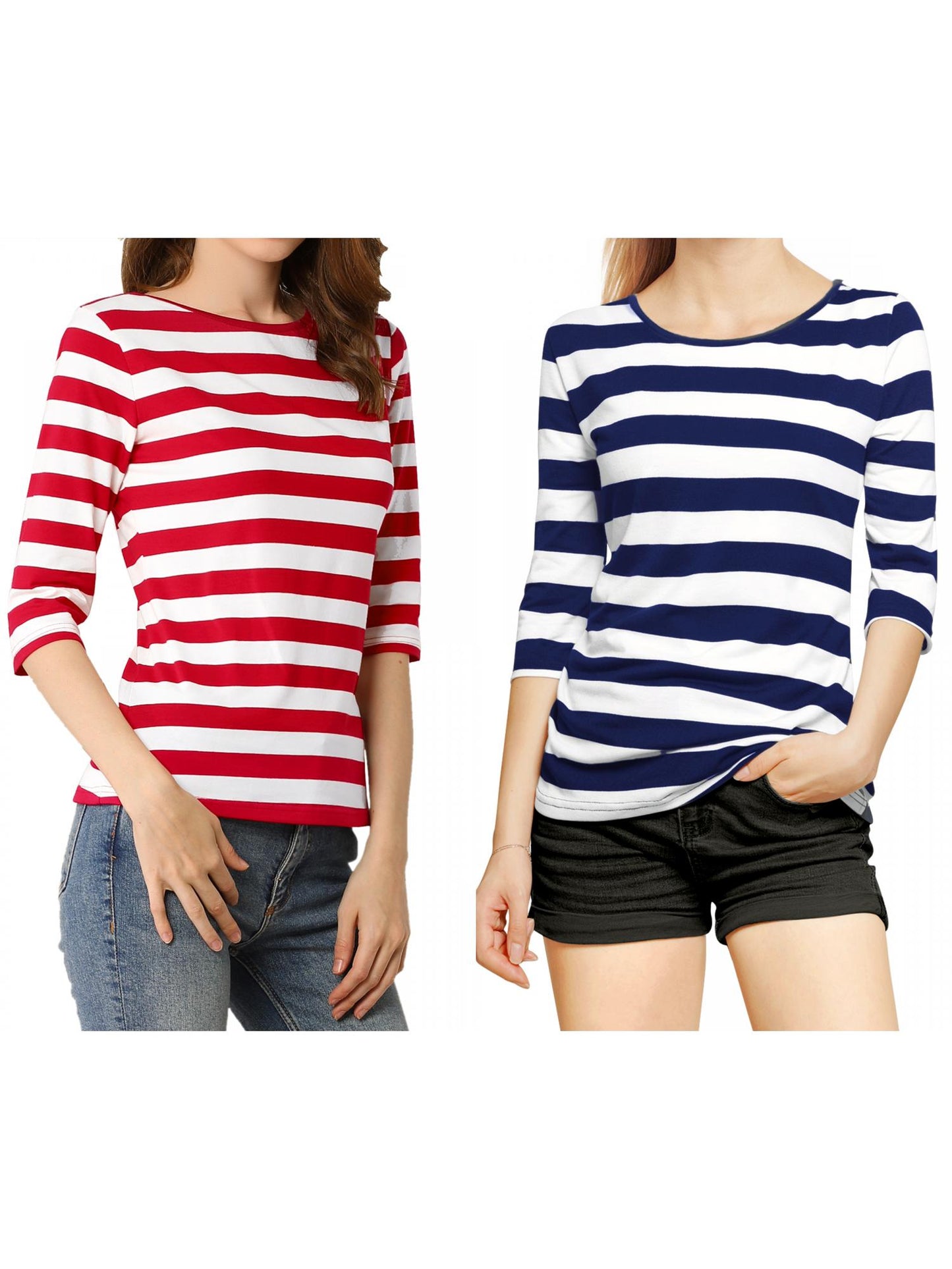 [PACK SALES] Women's 2 Pieces Round Neck Elbow Sleeves Casual T-Shirt