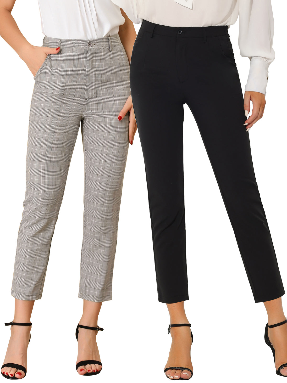[PACK SALES] Women's 2 Pieces High Elastic Waist Back Office Work Ankle Pants