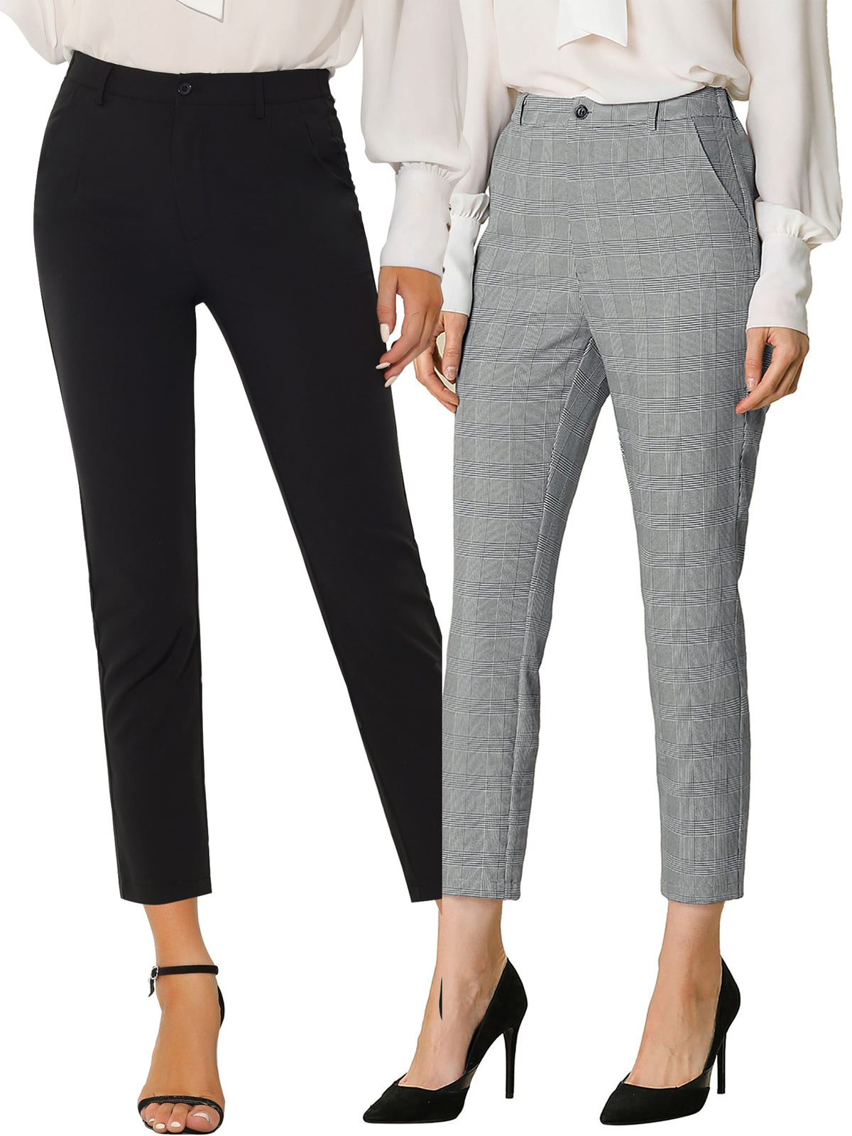 [PACK SALES] Women's 2 Pieces High Elastic Waist Back Office Work Ankle Pants