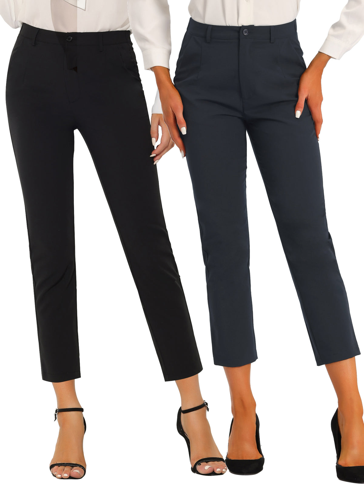 [PACK SALES] Women's 2 Pieces High Elastic Waist Back Office Work Ankle Pants