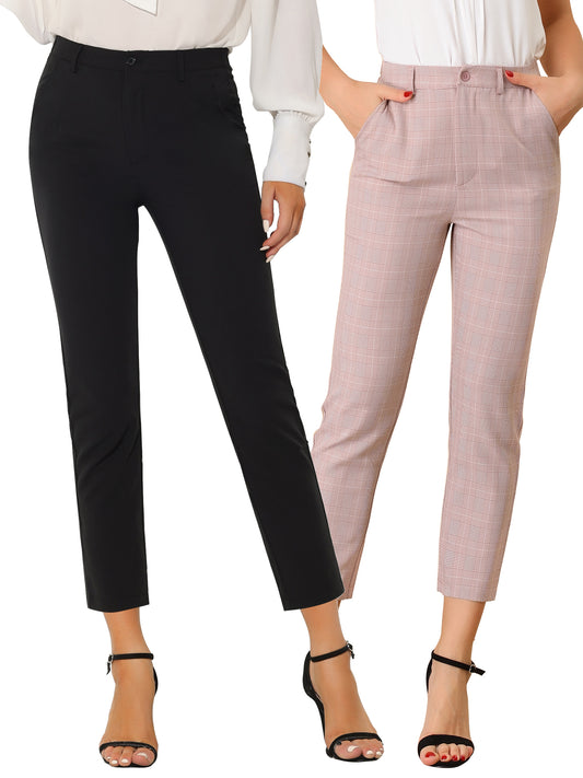 [PACK SALES] Women's 2 Pieces High Elastic Waist Back Office Work Ankle Pants