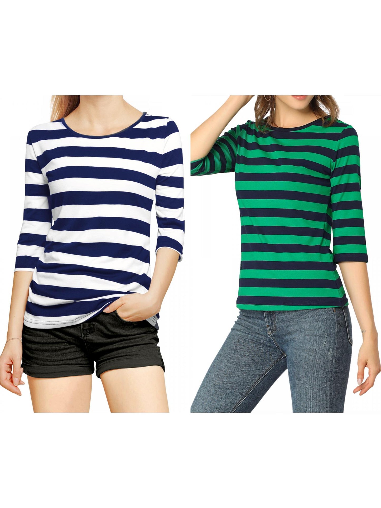 [PACK SALES] Women's 2 Pieces Round Neck Elbow Sleeves Casual T-Shirt