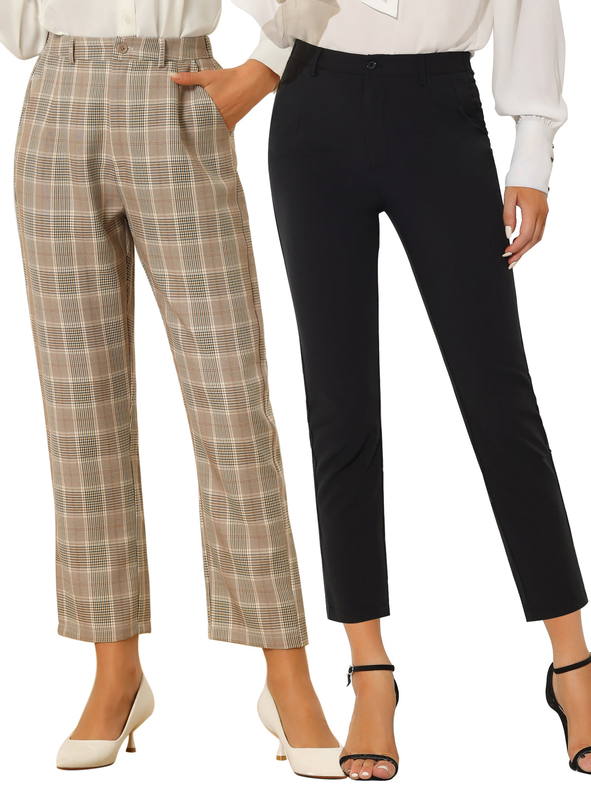 [PACK SALES] Women's 2 Pieces High Elastic Waist Back Office Work Ankle Pants