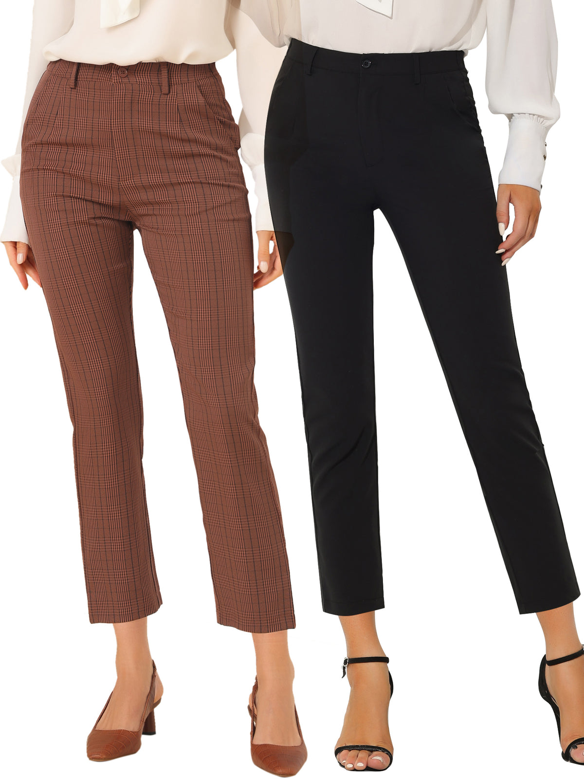 [PACK SALES] Women's 2 Pieces High Elastic Waist Back Office Work Ankle Pants