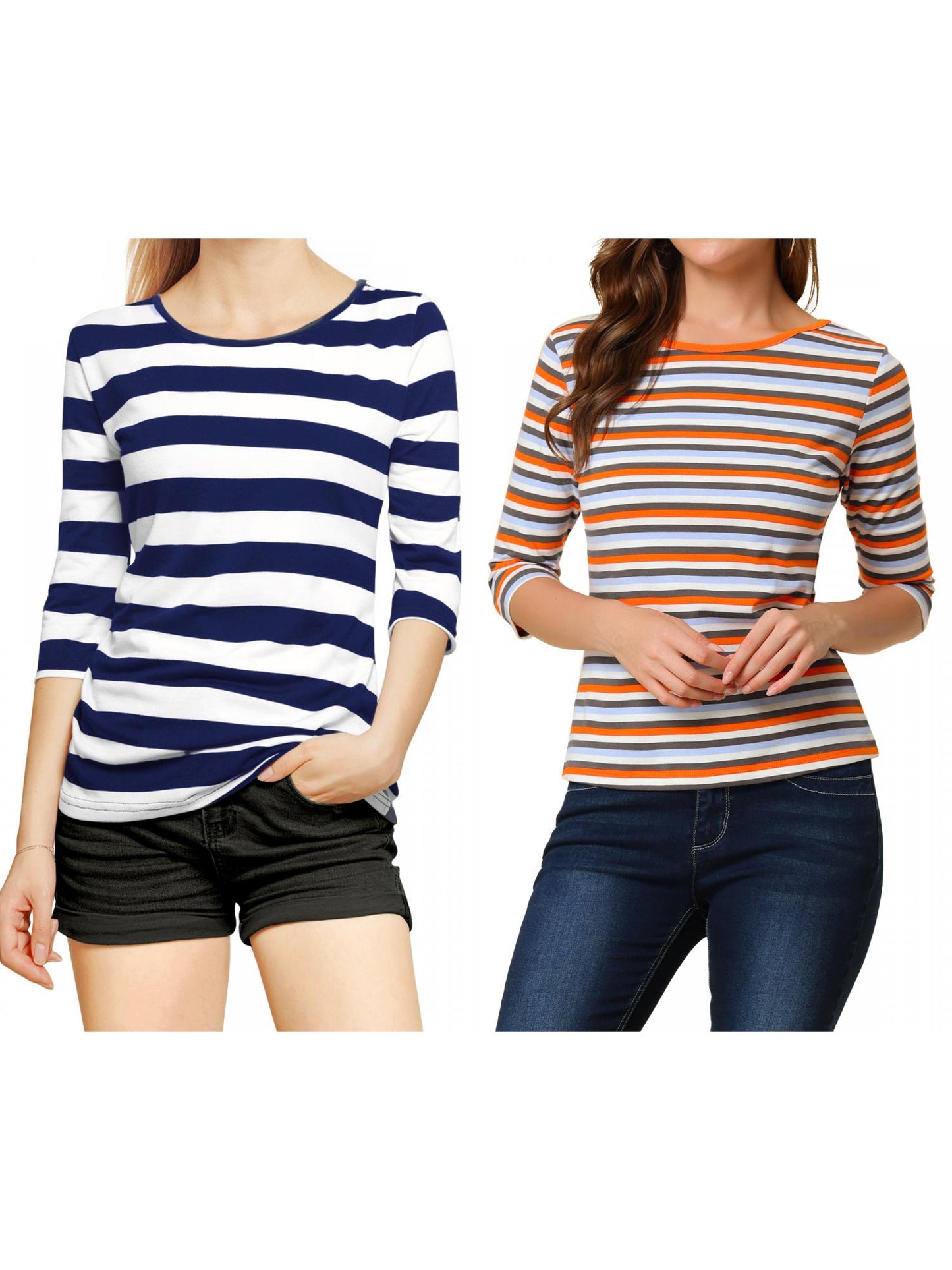 [PACK SALES] Women's 2 Pieces Round Neck Elbow Sleeves Casual T-Shirt