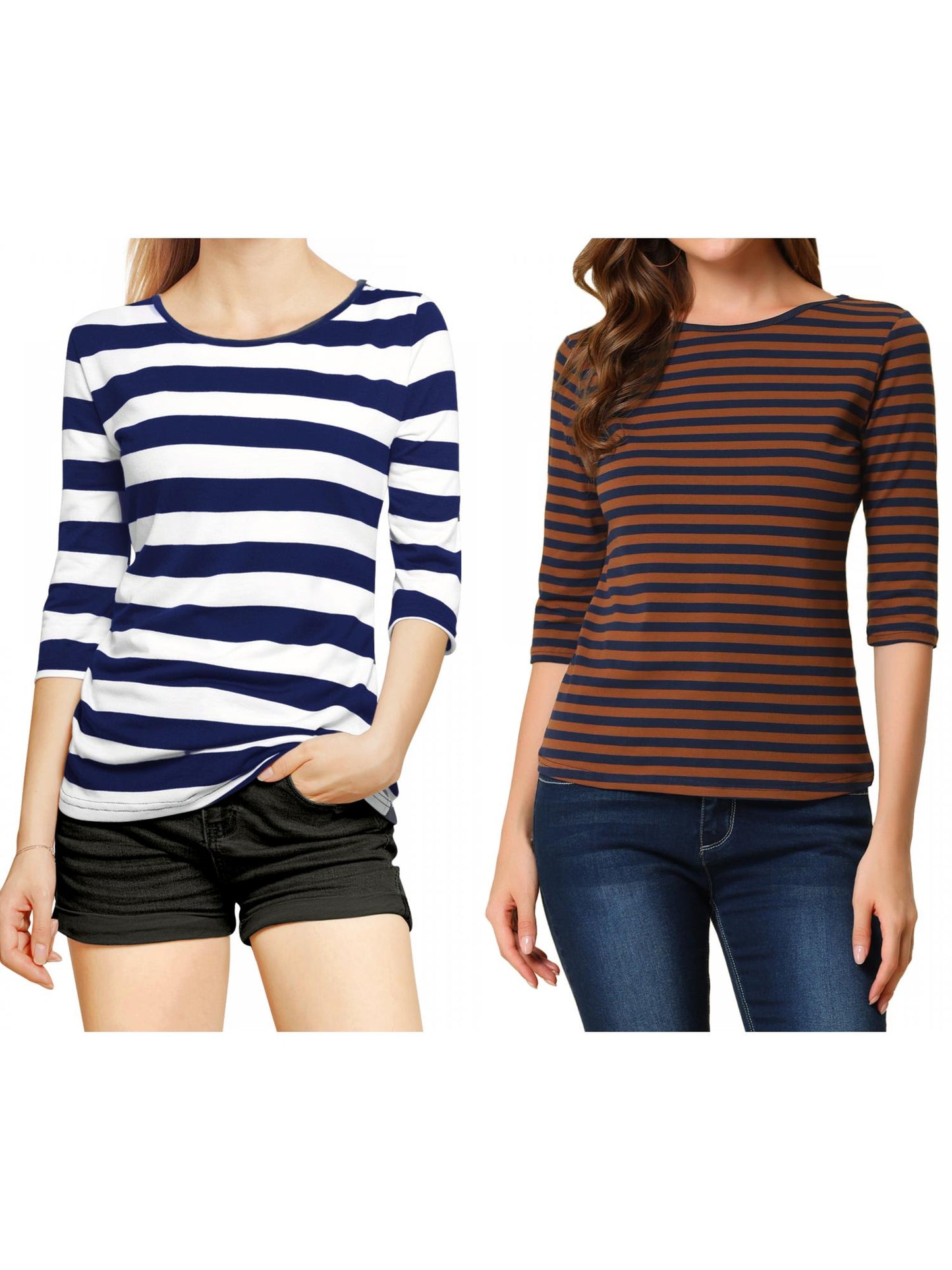 [PACK SALES] Women's 2 Pieces Round Neck Elbow Sleeves Casual T-Shirt