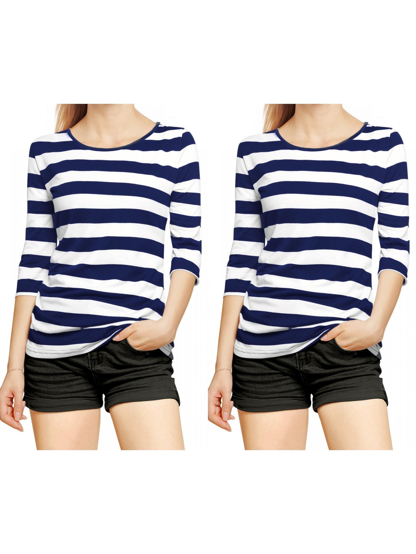 [PACK SALES] Women's 2 Pieces Round Neck Elbow Sleeves Casual T-Shirt