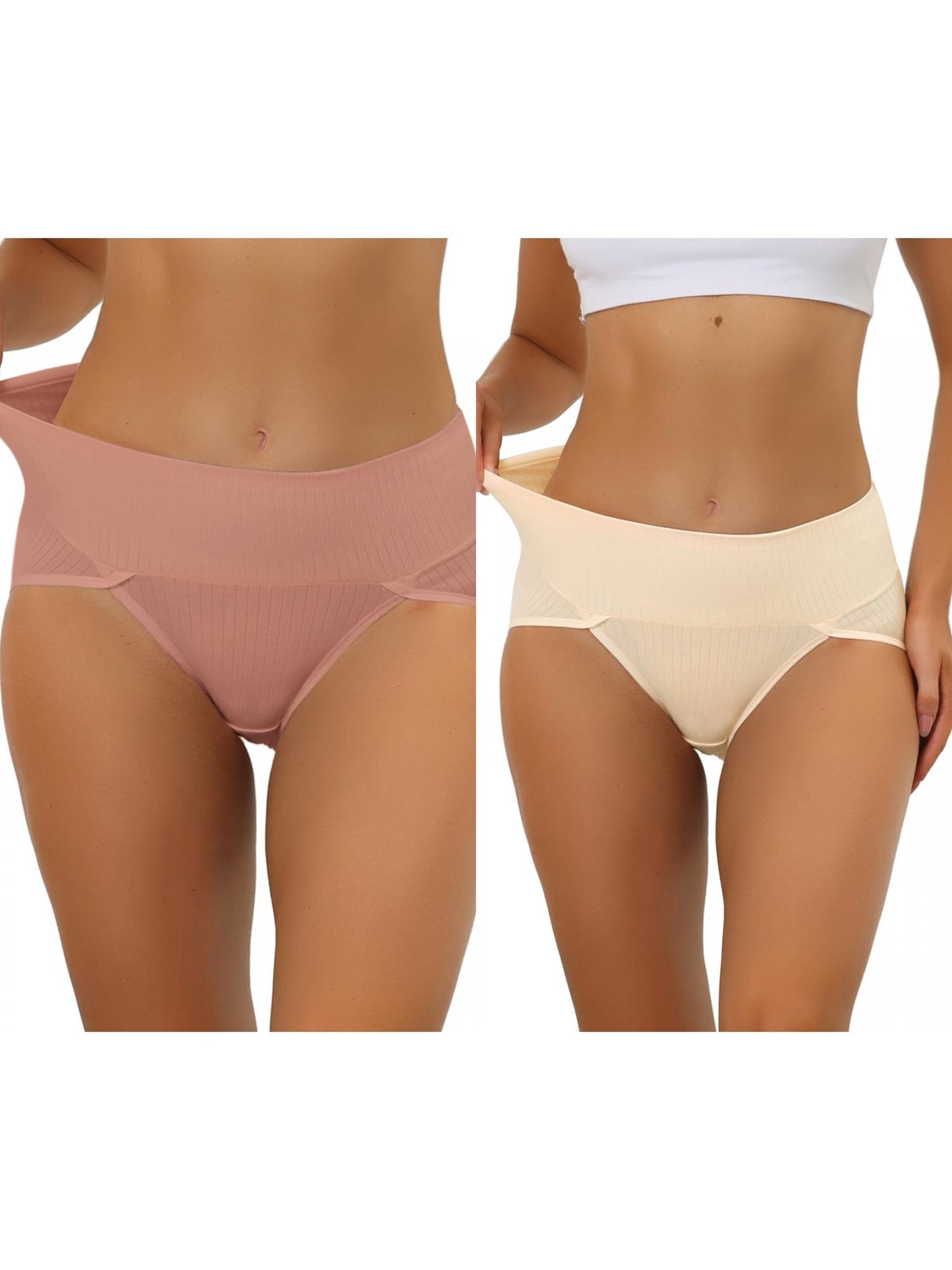 [PACK SALES] Women's 2 Pieces Hi-Cut Ribbed High Waist Underwear