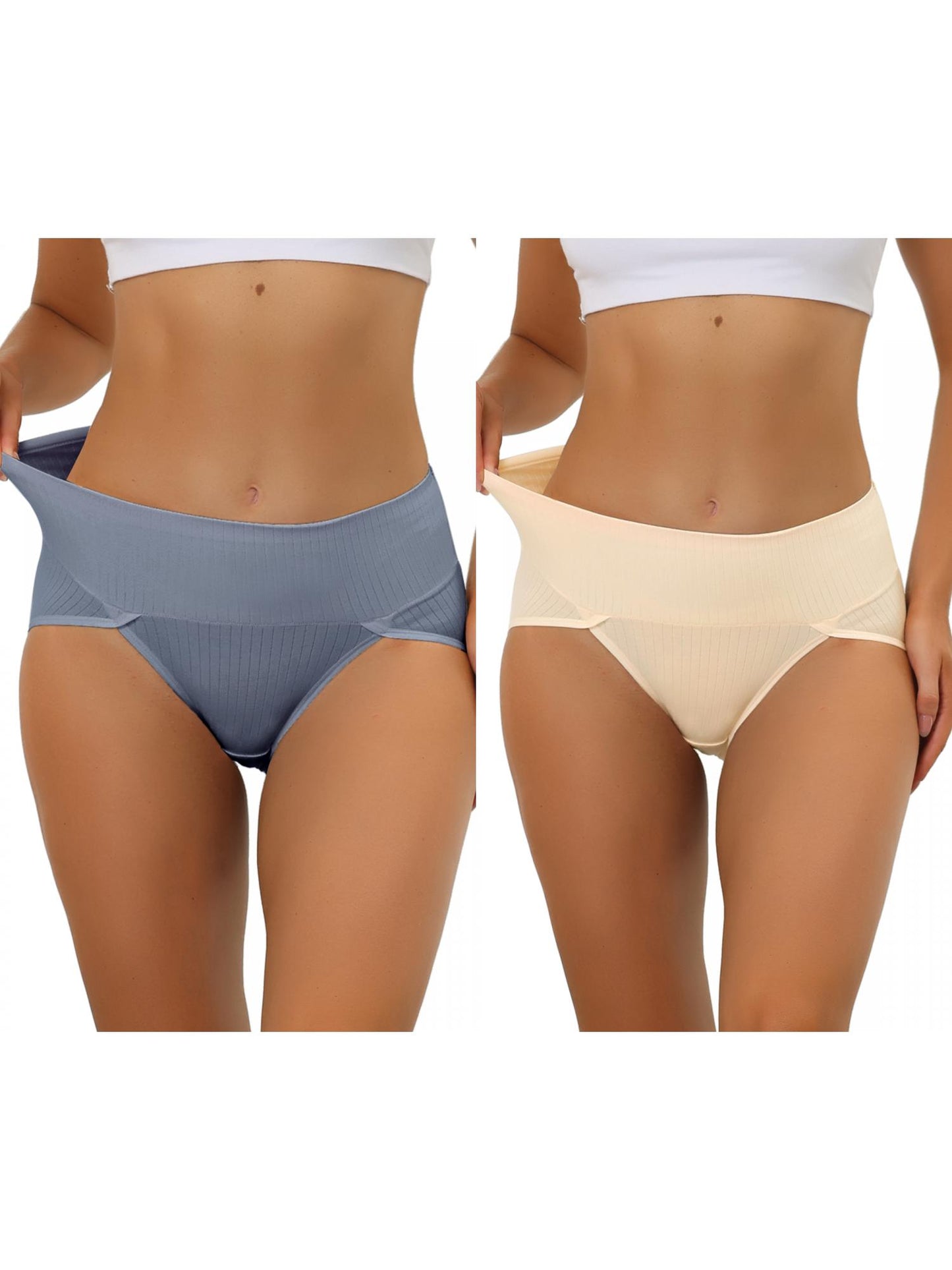 [PACK SALES] Women's 2 Pieces Hi-Cut Ribbed High Waist Underwear