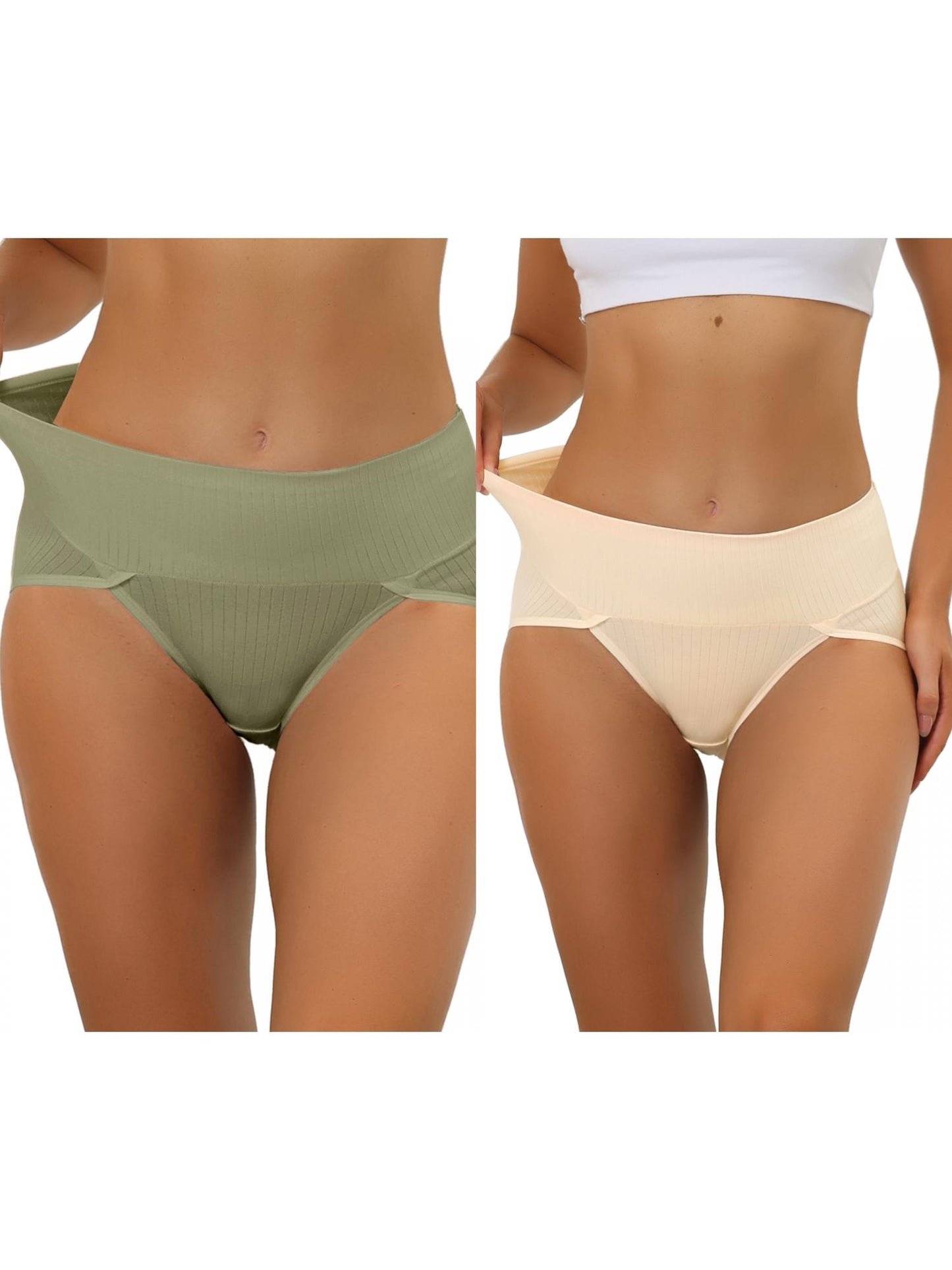[PACK SALES] Women's 2 Pieces Hi-Cut Ribbed High Waist Underwear