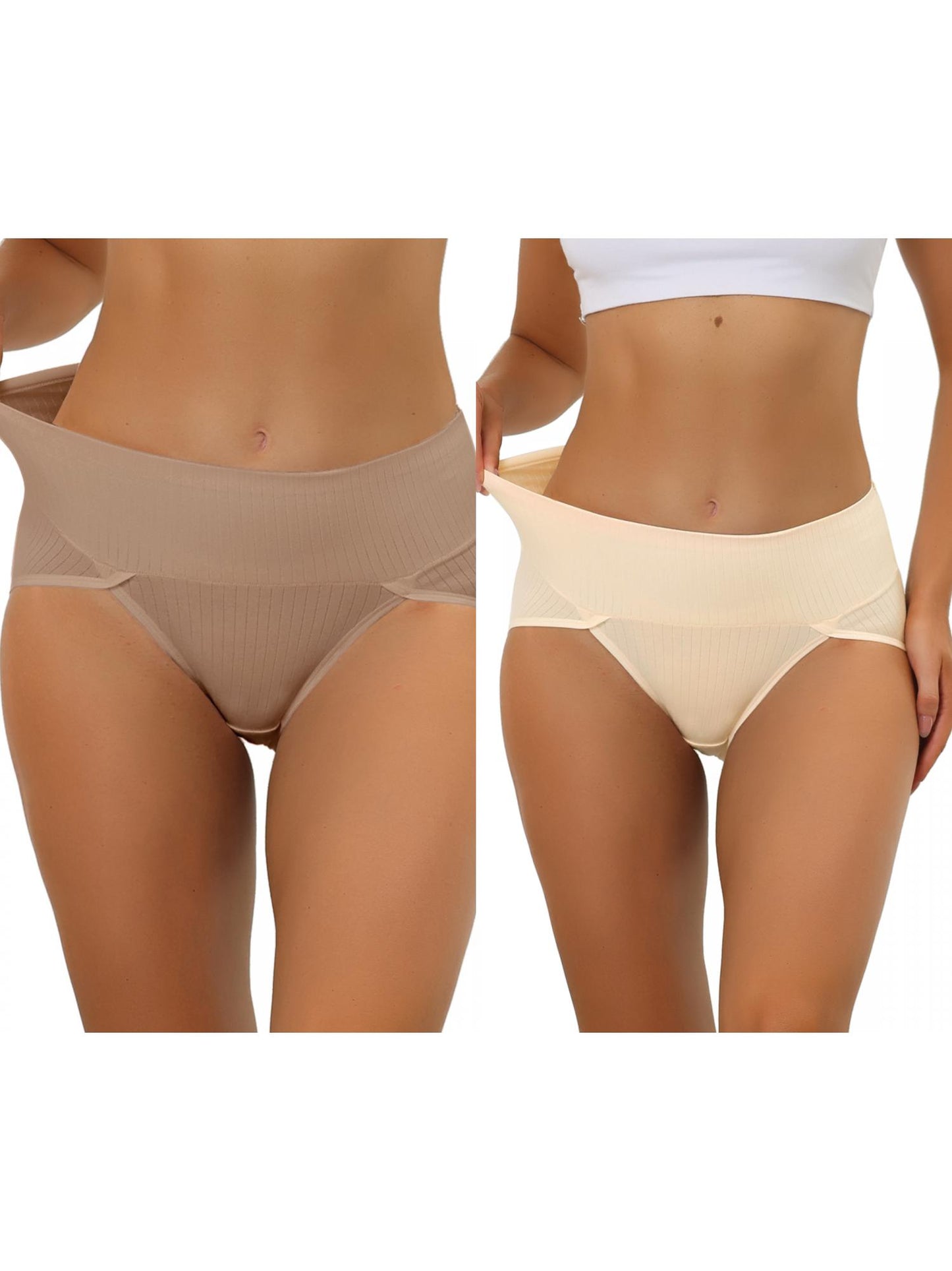 [PACK SALES] Women's 2 Pieces Hi-Cut Ribbed High Waist Underwear