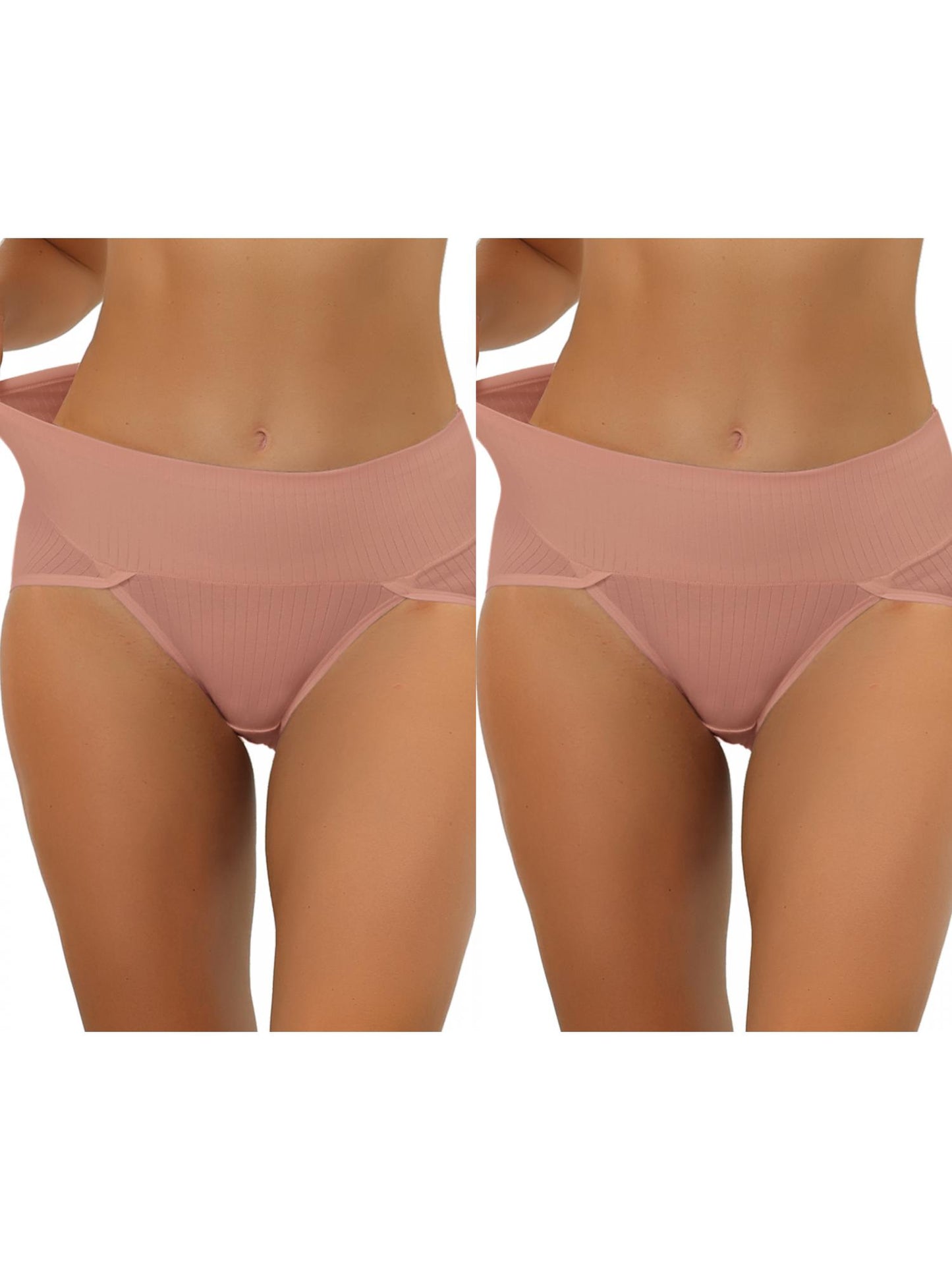 [PACK SALES] Women's 2 Pieces Hi-Cut Ribbed High Waist Underwear