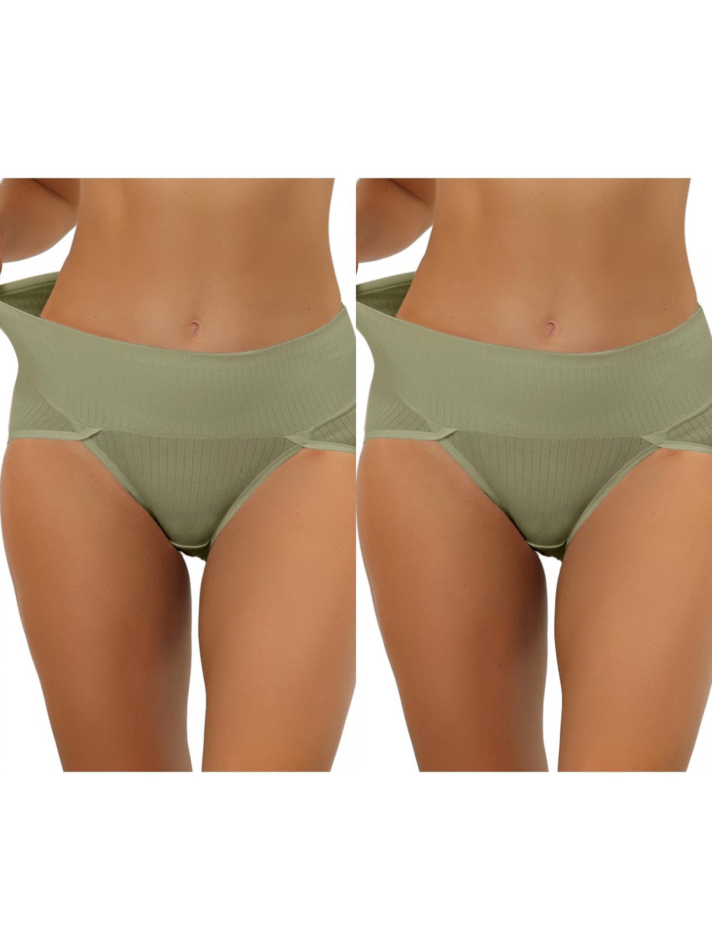 [PACK SALES] Women's 2 Pieces Hi-Cut Ribbed High Waist Underwear