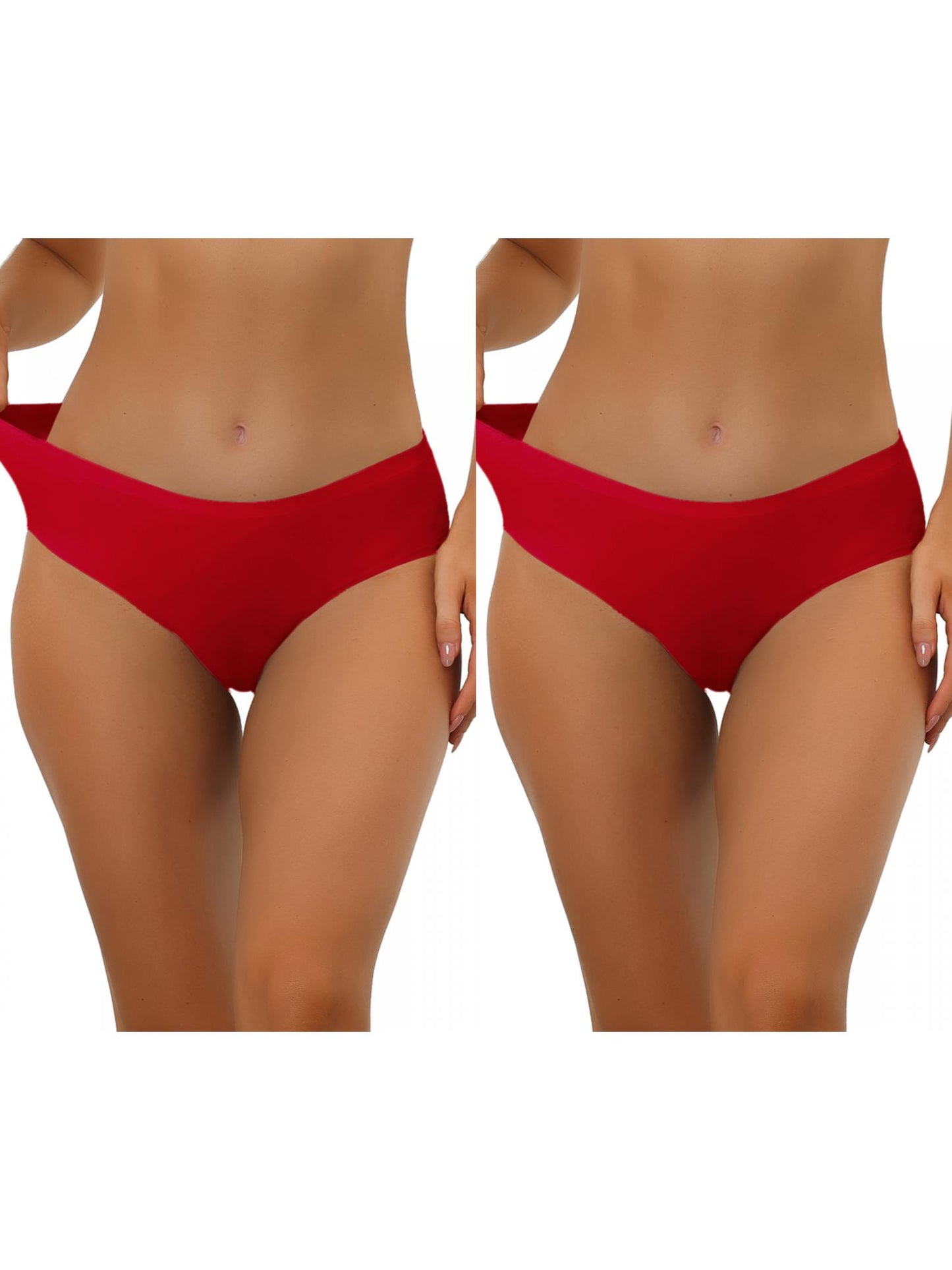 [PACK SALES] Women 2 Pieces Unlined Underwear No Show Elastic Waist Brief Panties