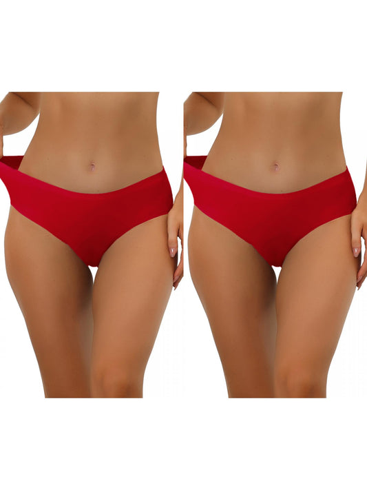 [PACK SALES] Women 2 Pieces Unlined Underwear No Show Elastic Waist Brief Panties