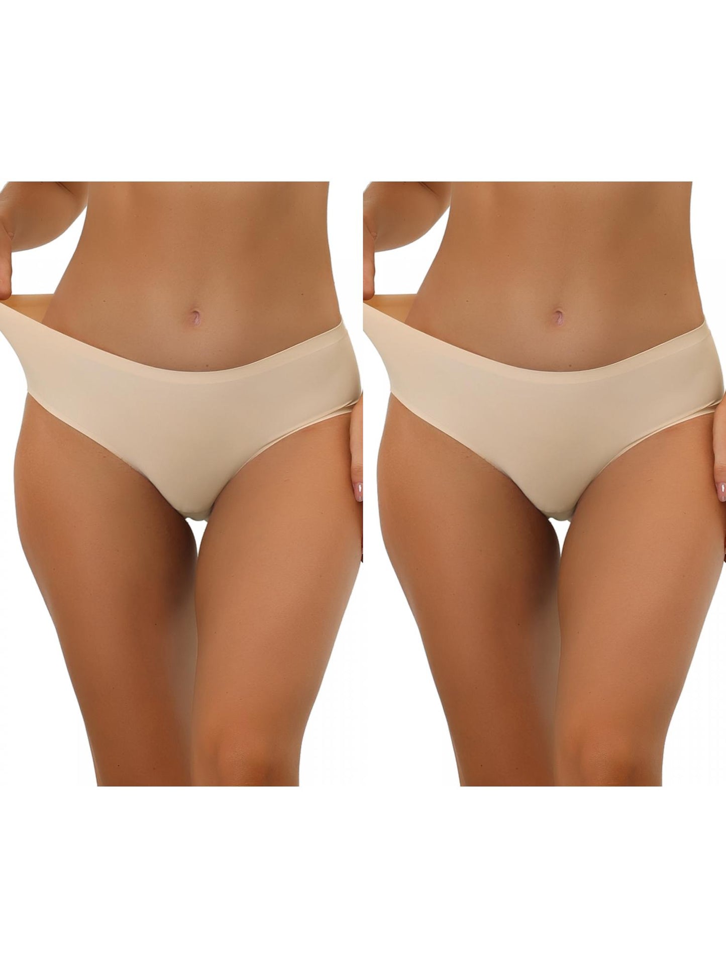 [PACK SALES] Women 2 Pieces Unlined Underwear No Show Elastic Waist Brief Panties