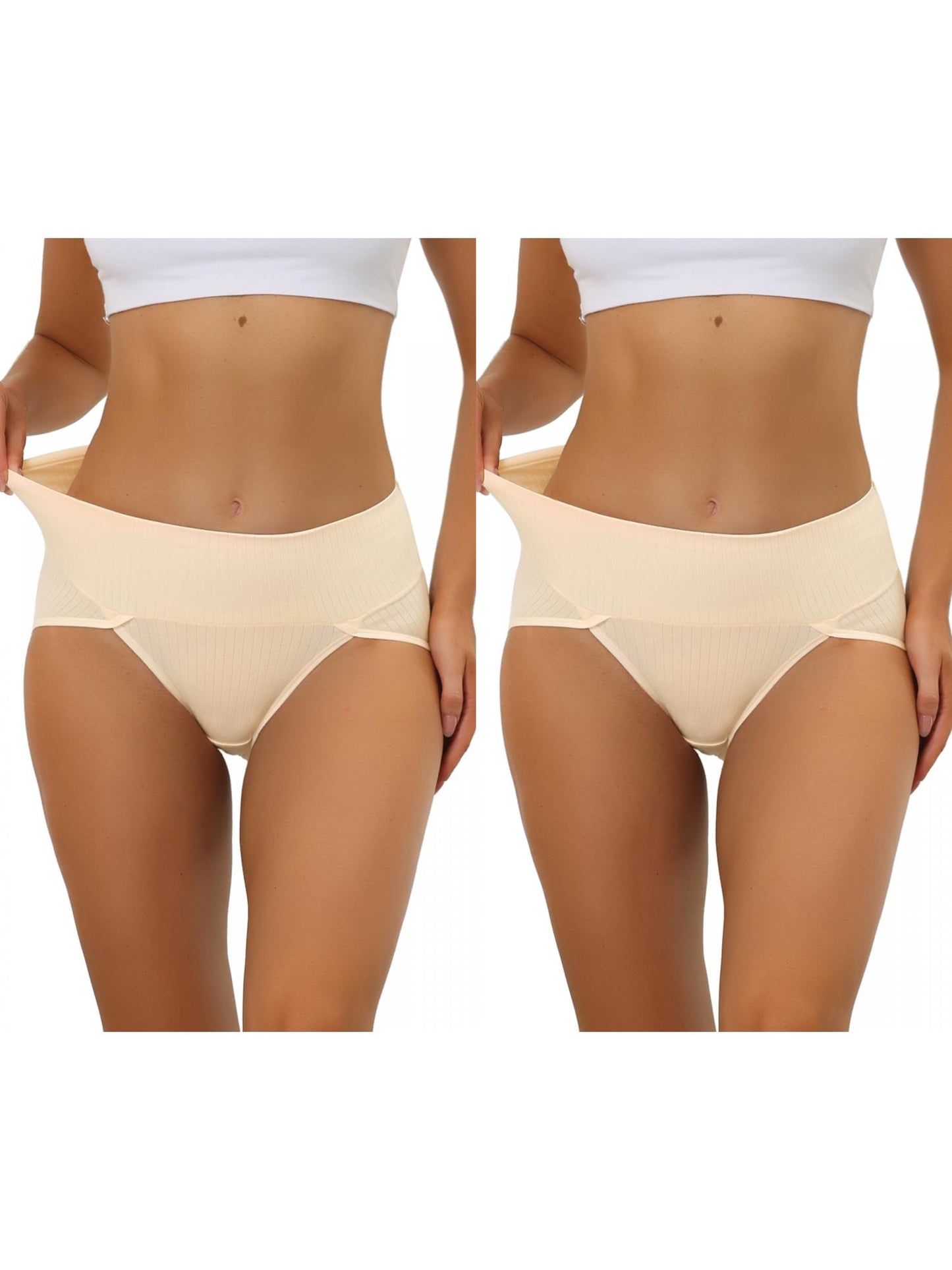 [PACK SALES] Women's 2 Pieces Hi-Cut Ribbed High Waist Underwear