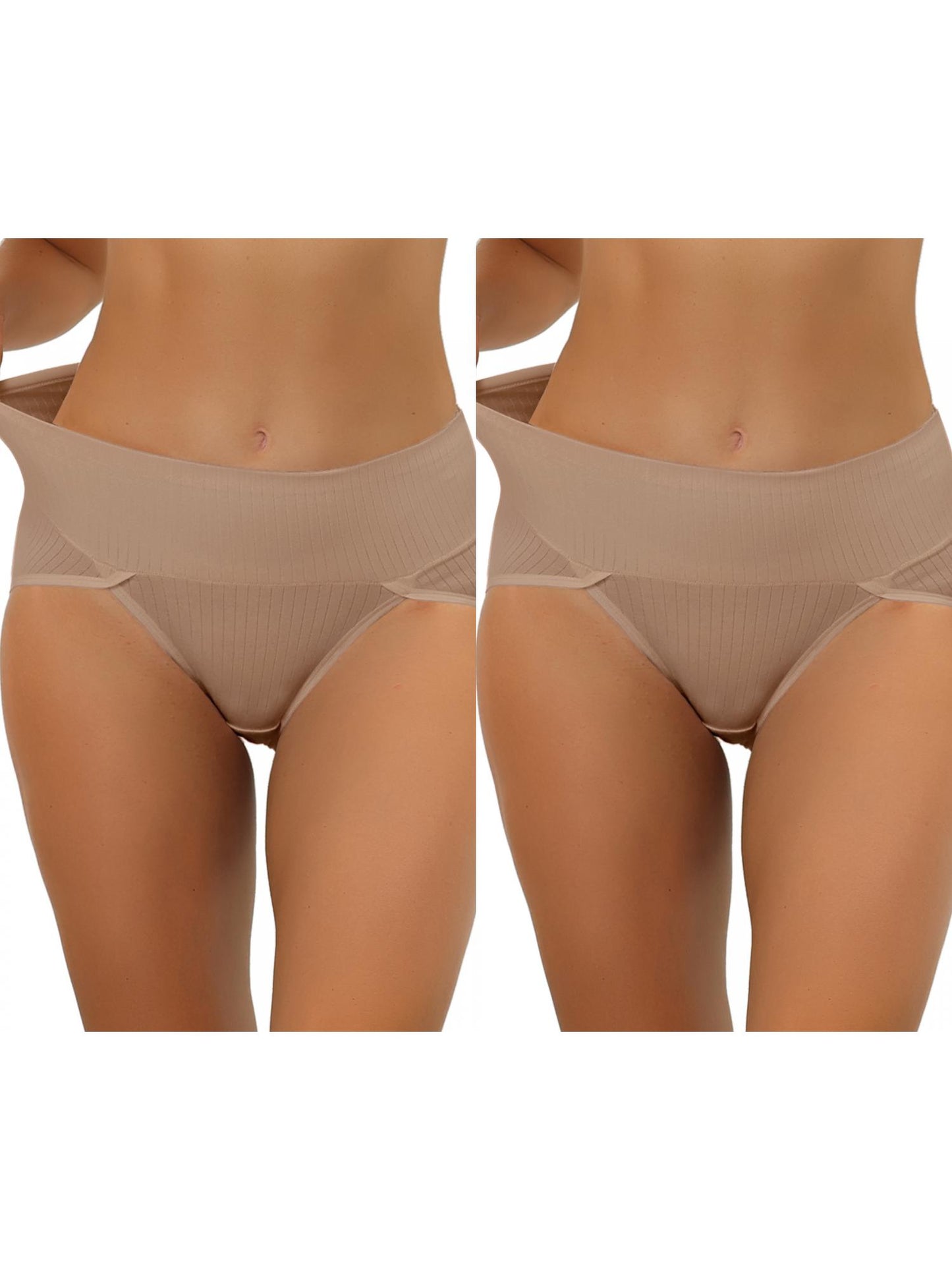 [PACK SALES] Women's 2 Pieces Hi-Cut Ribbed High Waist Underwear