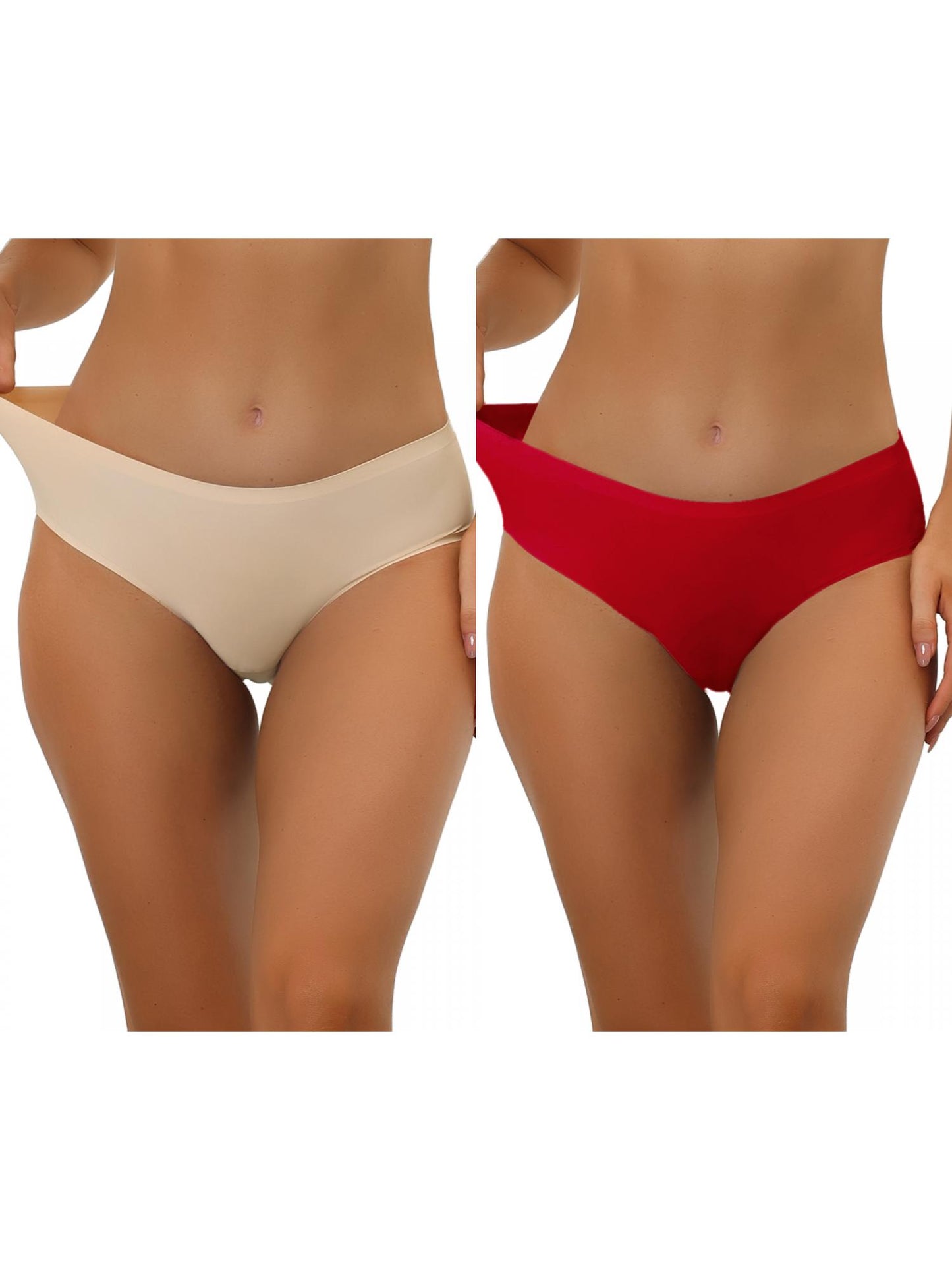 [PACK SALES] Women 2 Pieces Unlined Underwear No Show Elastic Waist Brief Panties