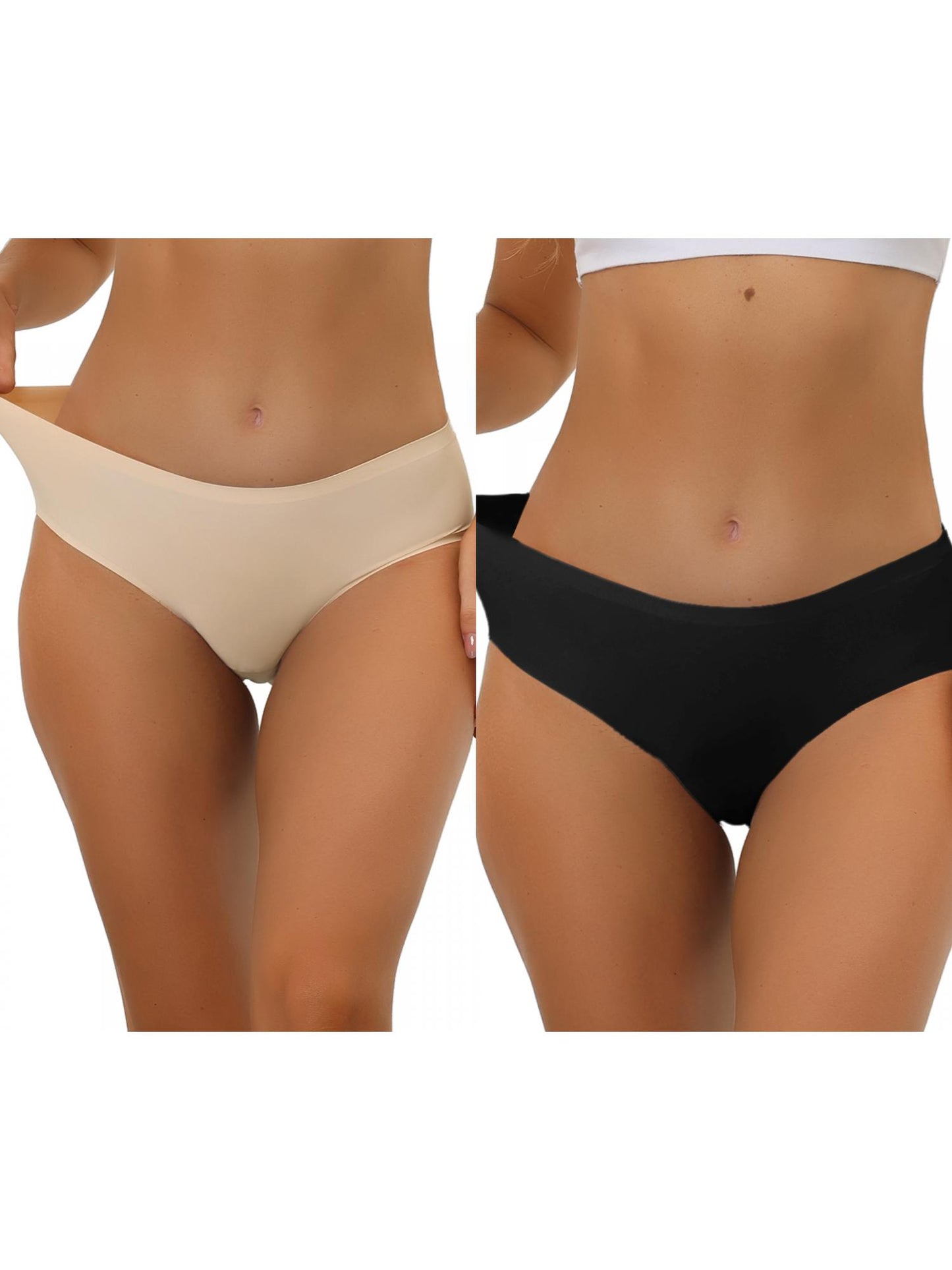 [PACK SALES] Women 2 Pieces Unlined Underwear No Show Elastic Waist Brief Panties
