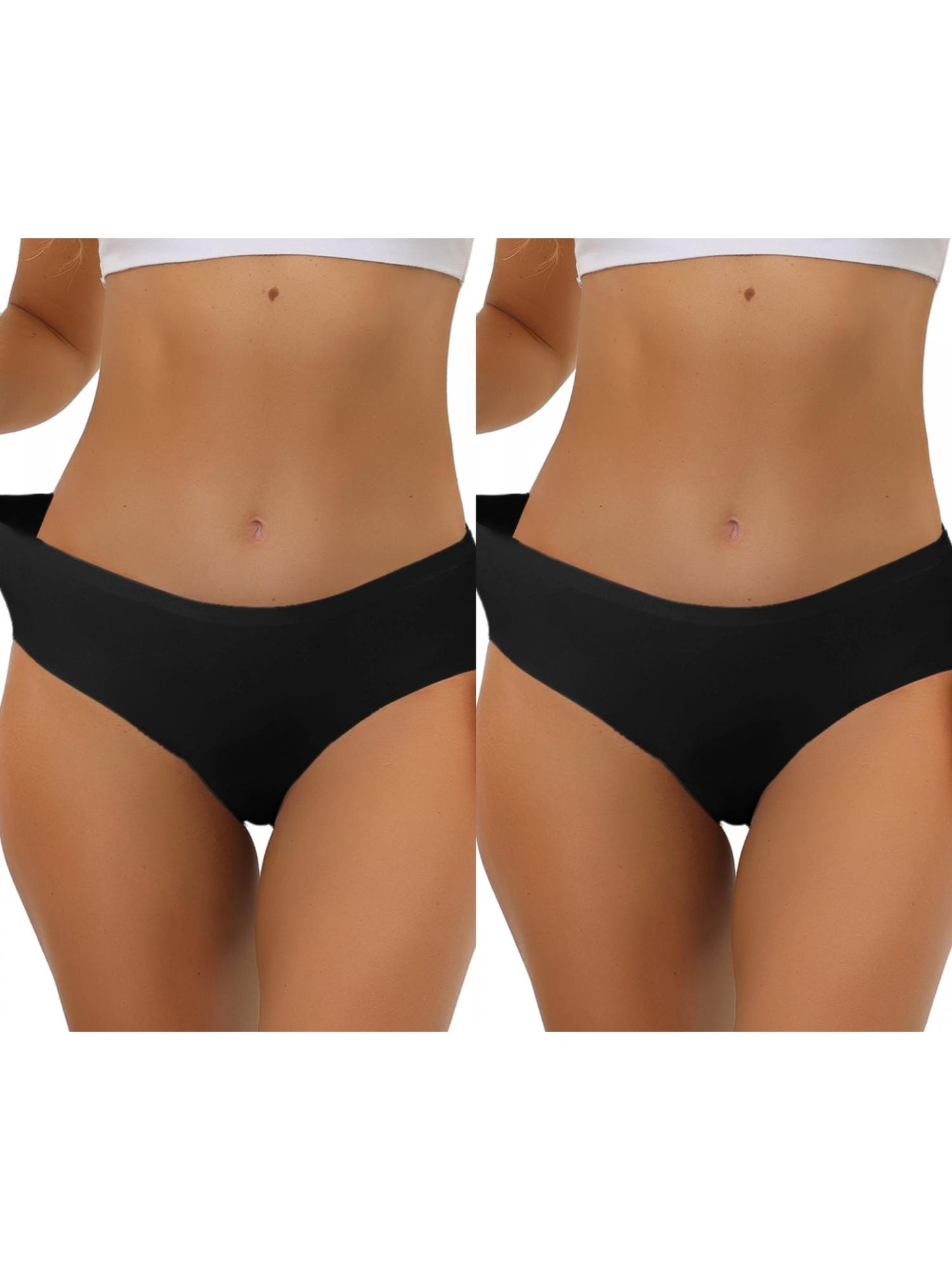 [PACK SALES] Women 2 Pieces Unlined Underwear No Show Elastic Waist Brief Panties