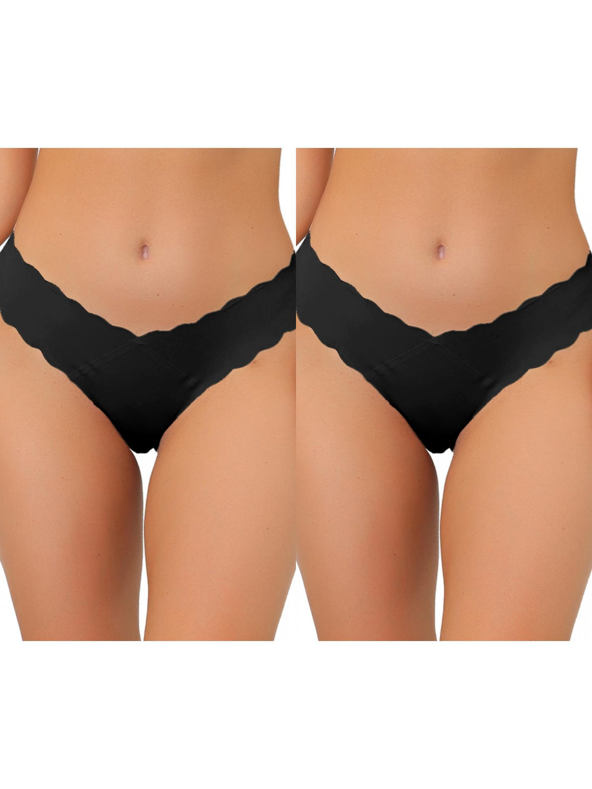 [PACK SALES] Women's 2 Pieces No-Show Hipster Unlined Underwear V-Shape Waist Stretch